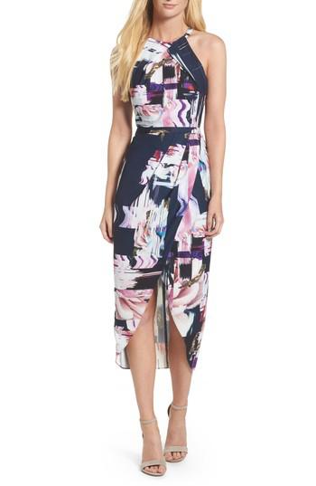 chelsea28 print faux wrap dress