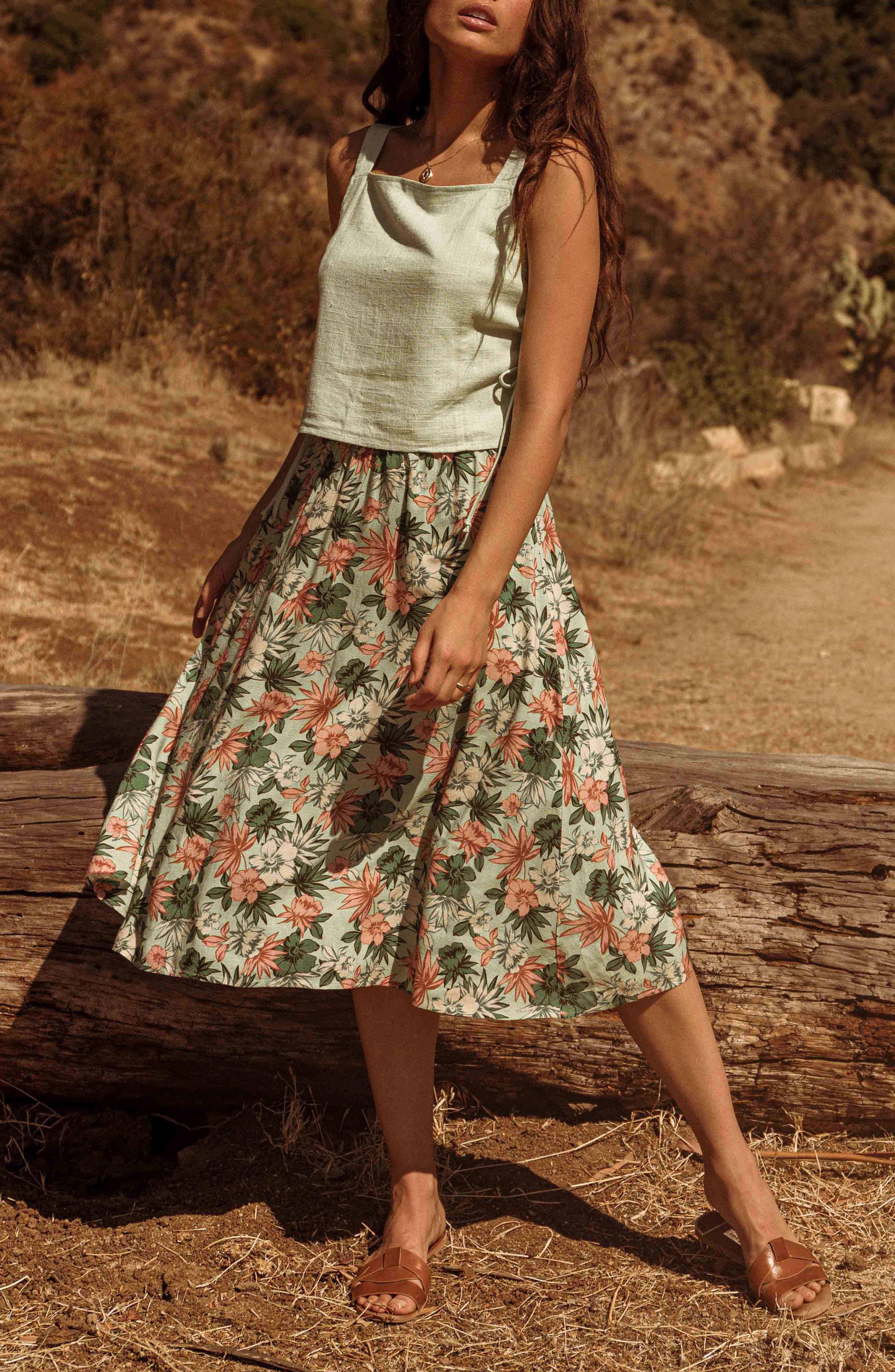 Lost + Wander Lost + Wander Island Hopper Floral Skirt in Brown | Lyst