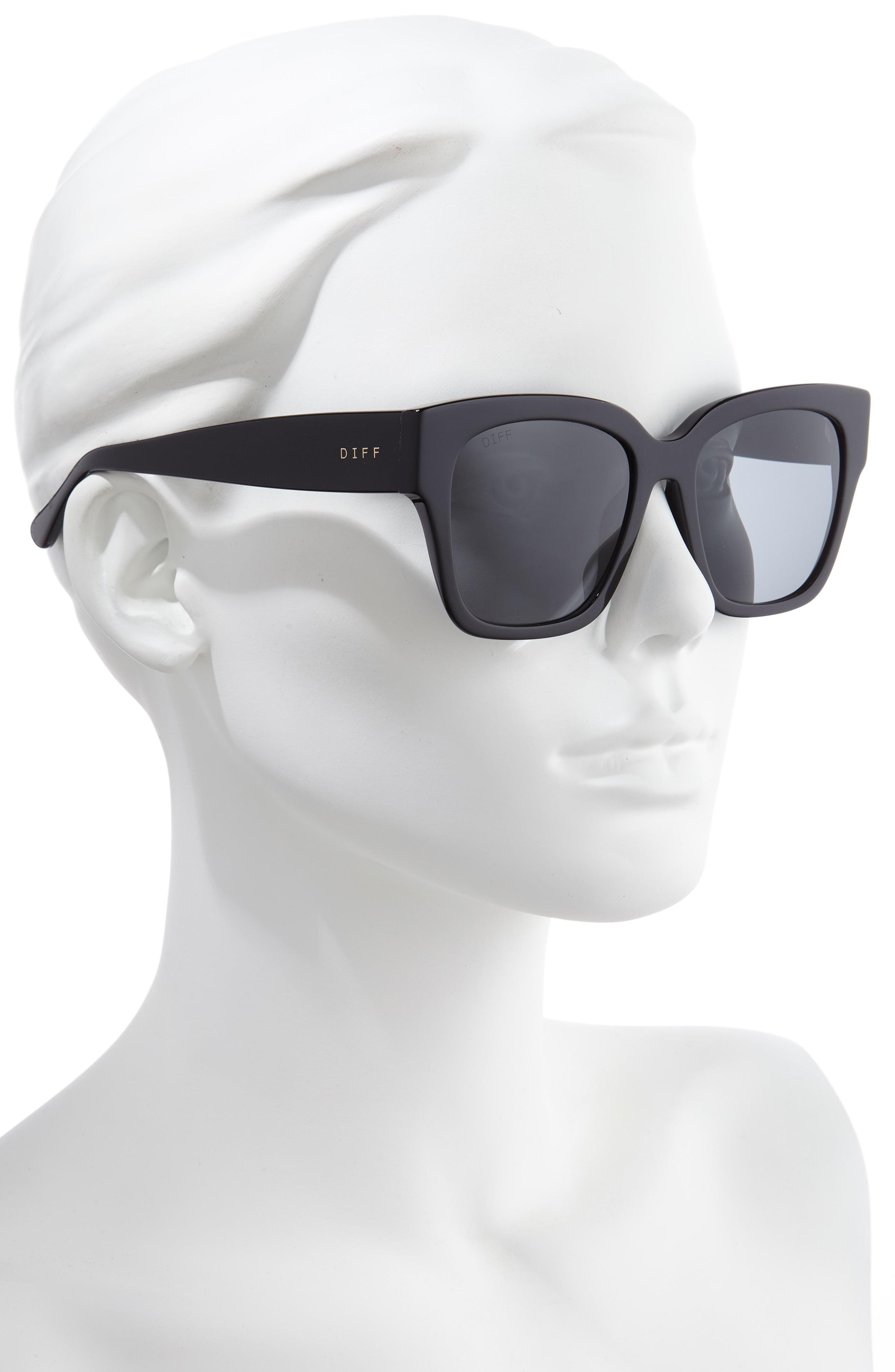DIFF Bella Ii 55mm Polarized Square Cat Eye Sunglasses in Black/ Grey