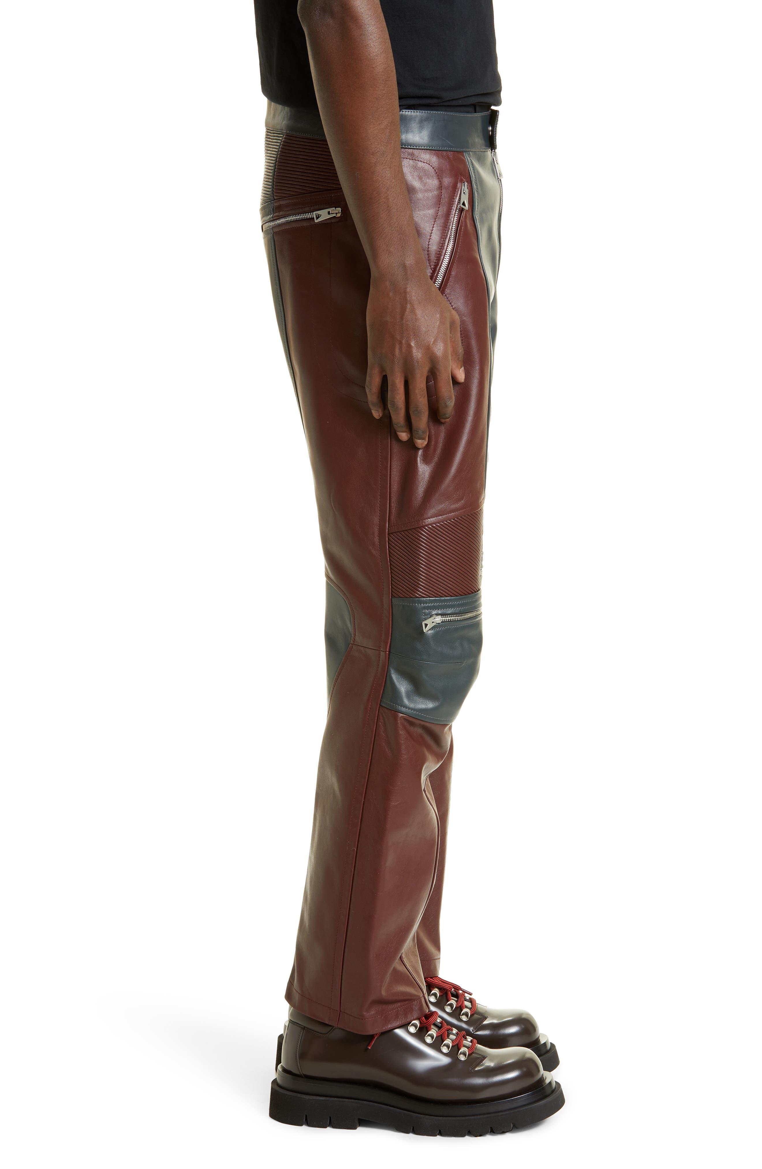 Colorblock store leather pants