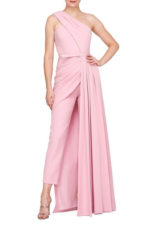 Kay Unger Theresa Belted One-Shoulder Maxi Romper in Pink Lyst