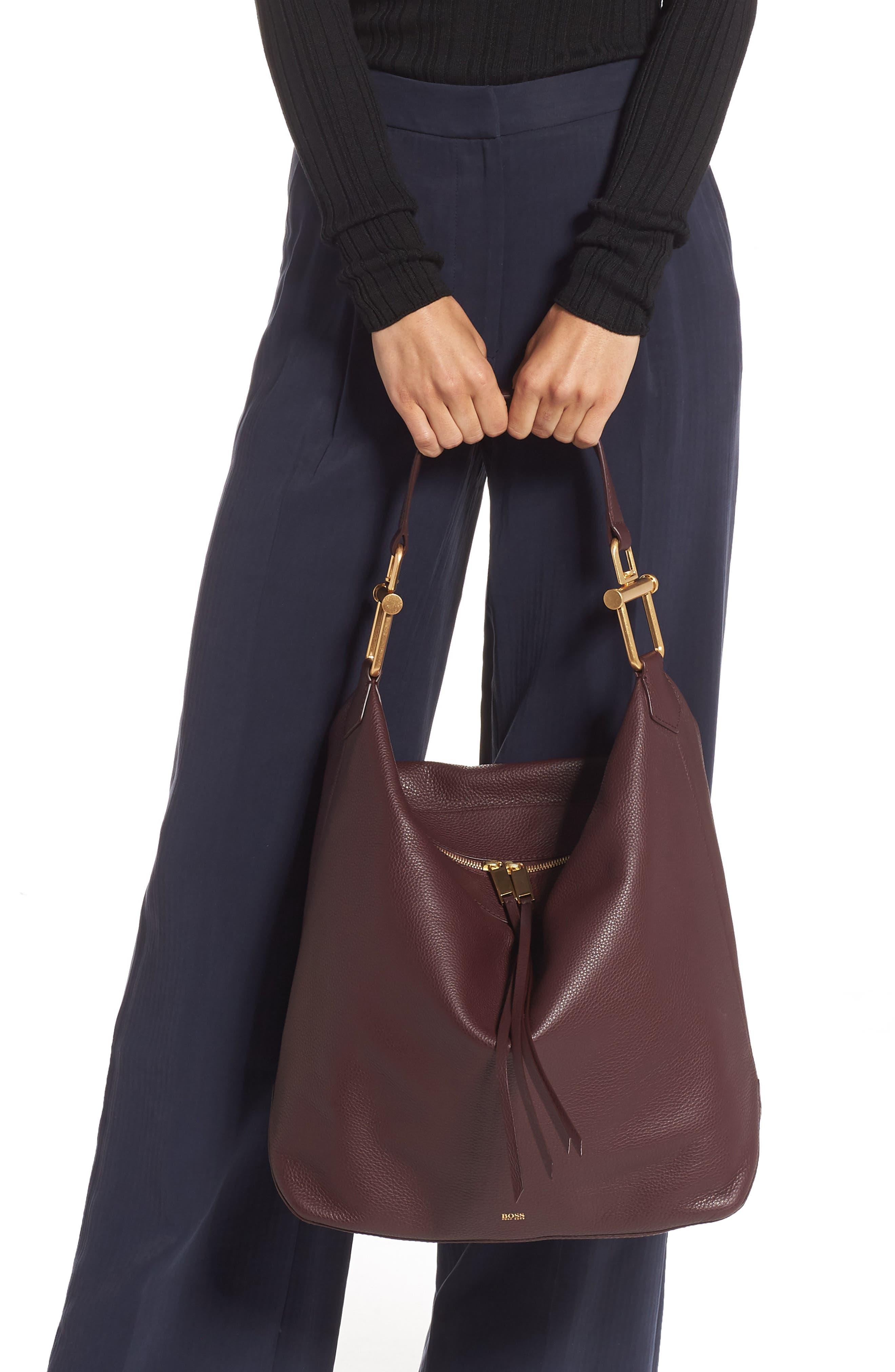 BOSS by HUGO BOSS Christy Leather Hobo in Purple | Lyst