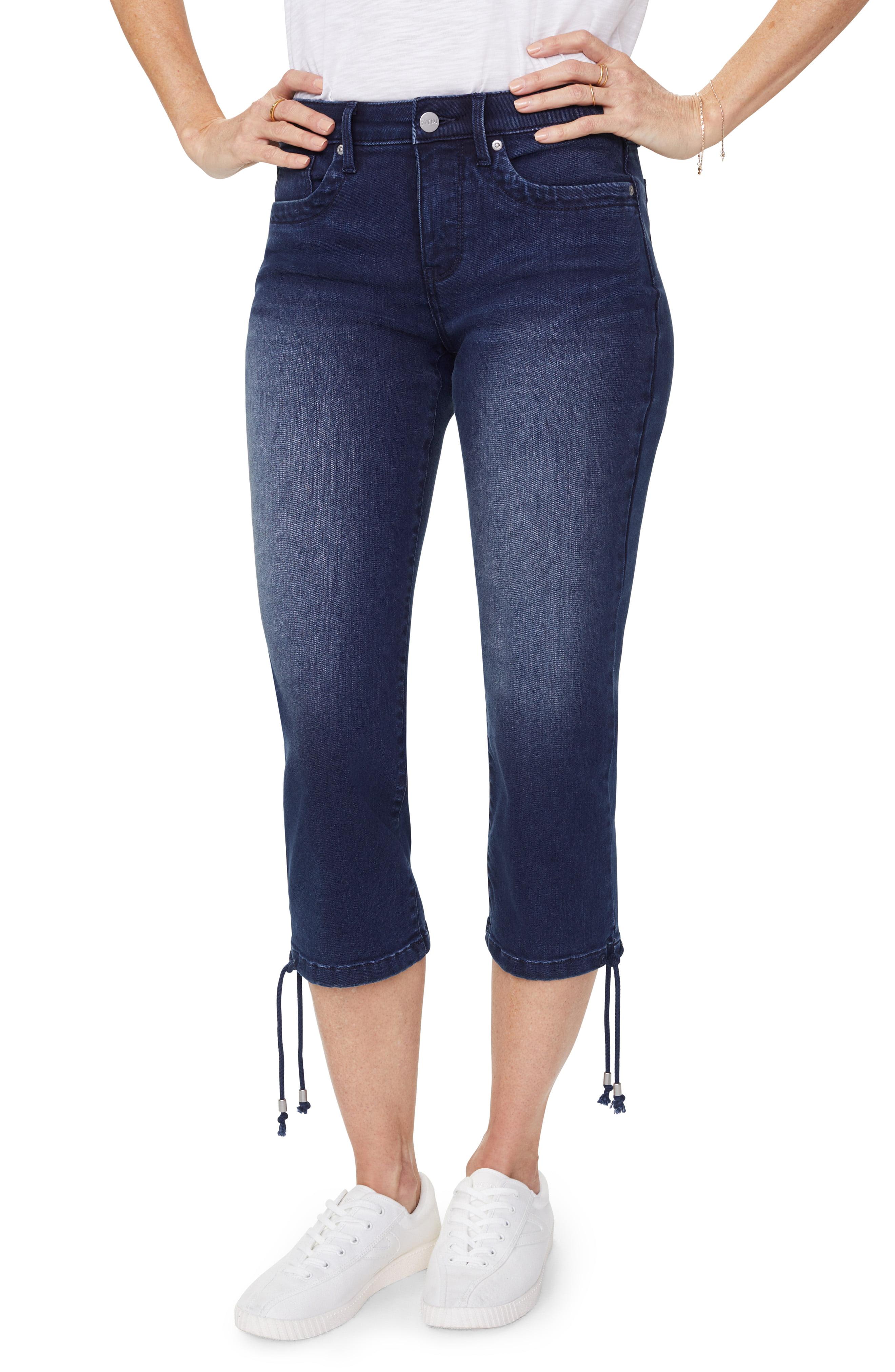 NYDJ Denim High Waist Drawcord Hem Capri Jeans in Blue Lyst