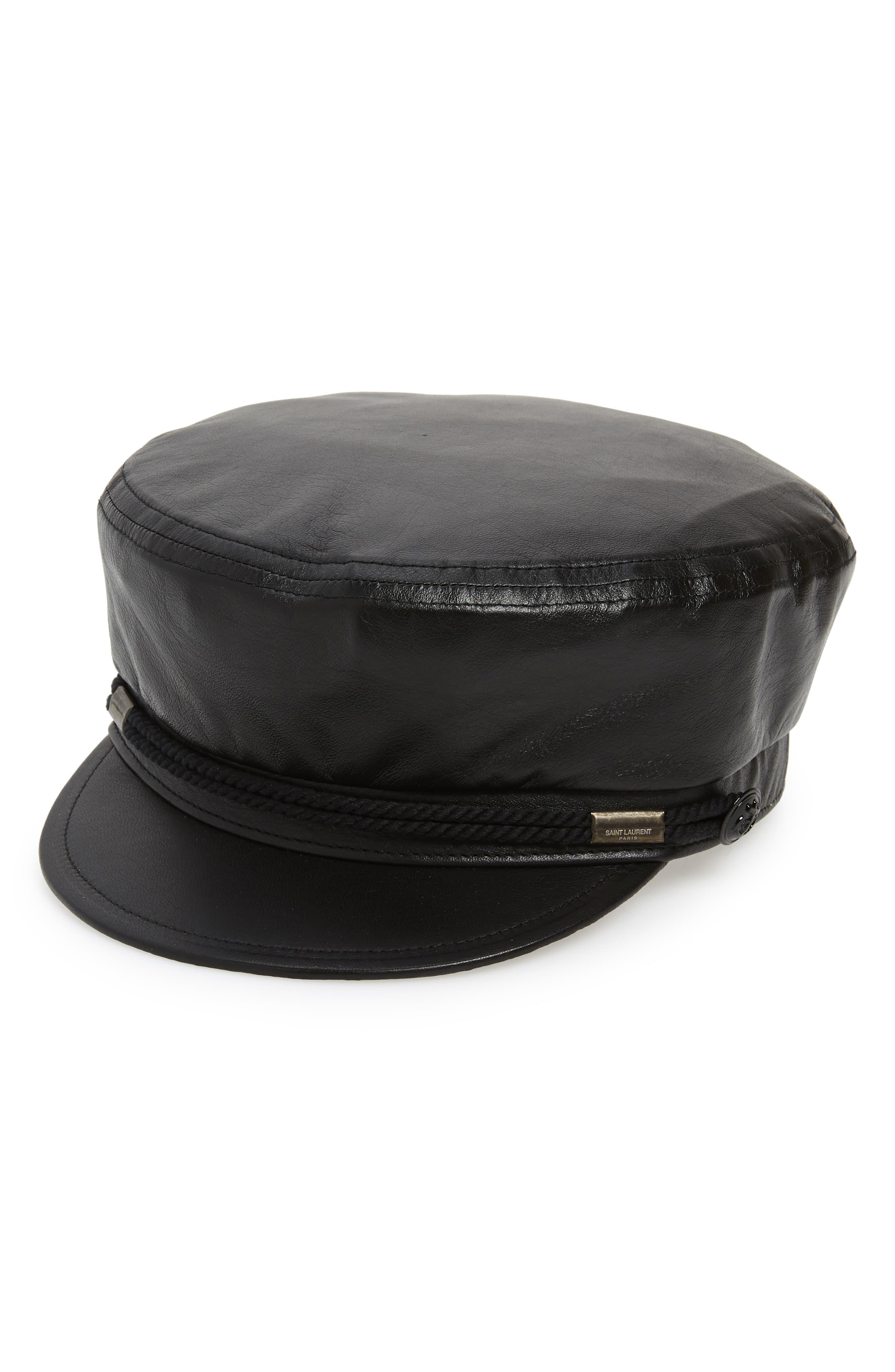 Saint Laurent Leather Baker Boy Hat in Black - Lyst