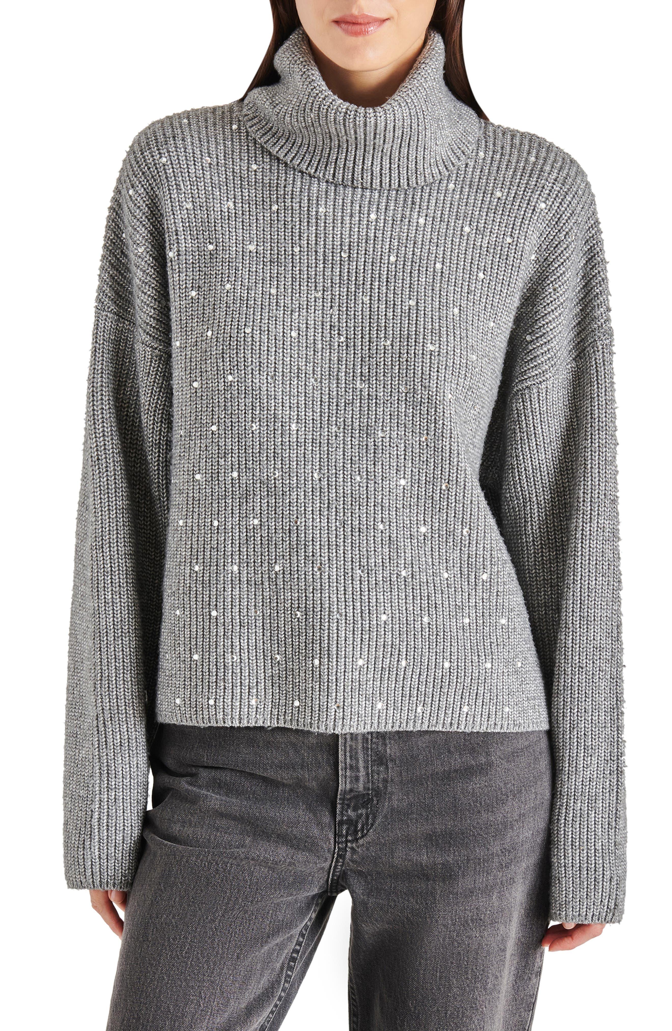 Embellished top turtleneck sweater