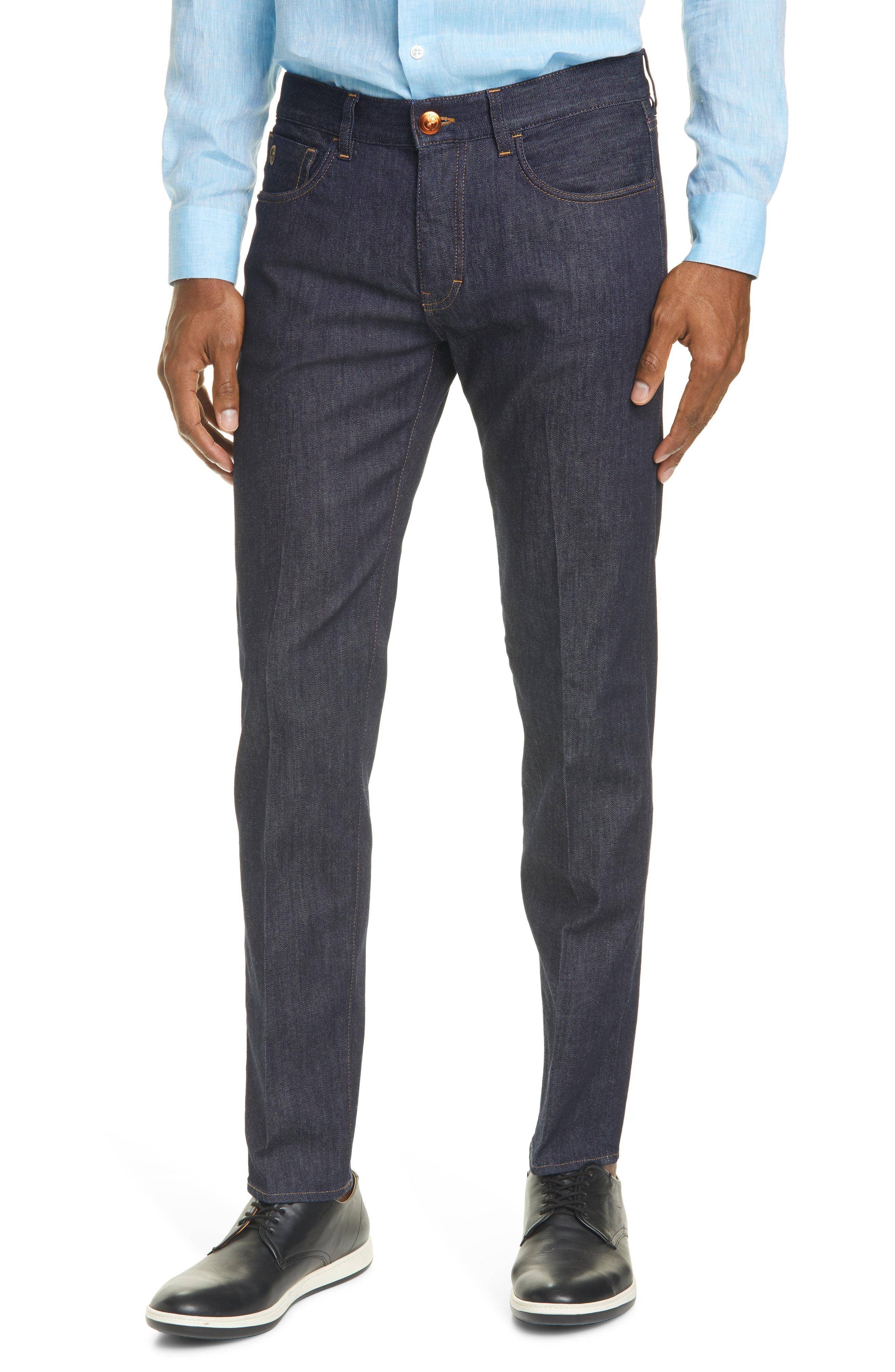 Giorgio Armani Denim Slim Fit Tapered Jeans in Navy (Blue) for Men - Lyst