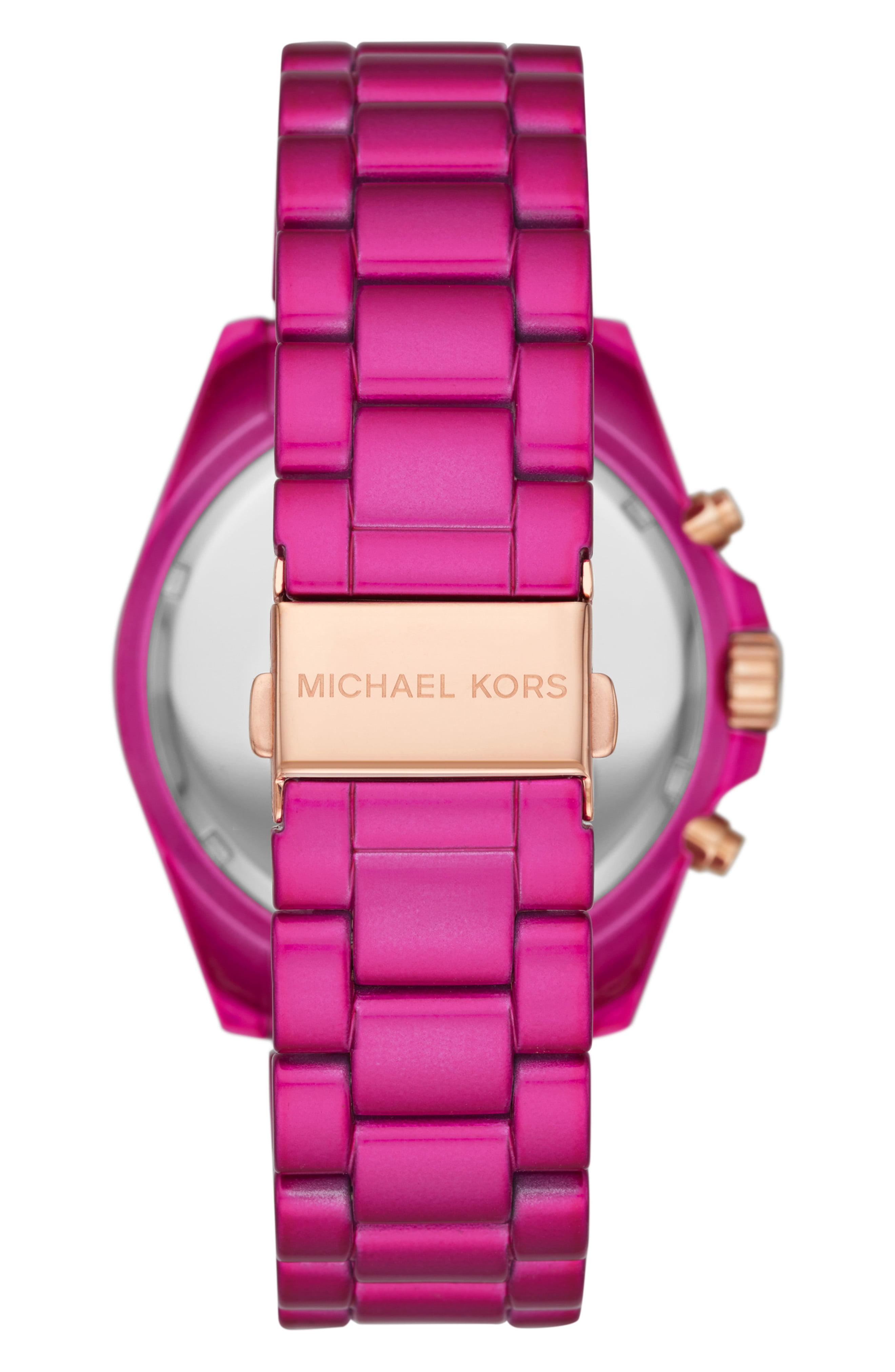 Michael Kors Women's Exclusive Bradshaw Chronograph Pink Coated Stainless  Steel Watch | Lyst