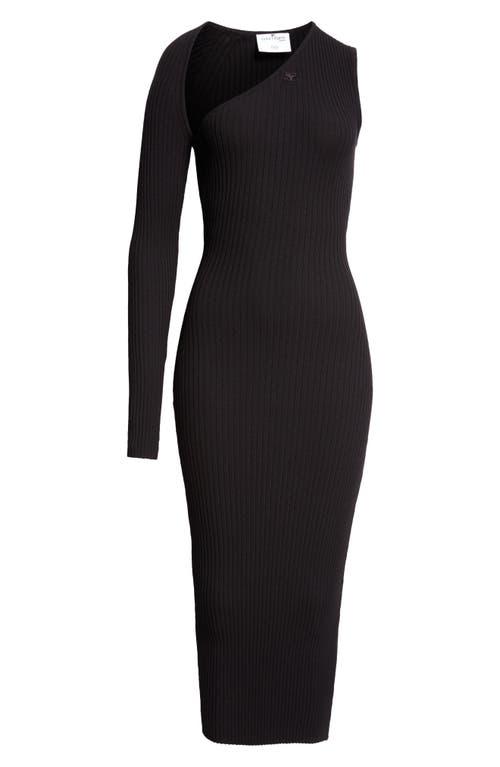 パーティードレス Courreges One-Shoulder Black Skirt With Ribbed Texture Courrèges One-Shoulder Black Skirt With Ribbed Texture Dress