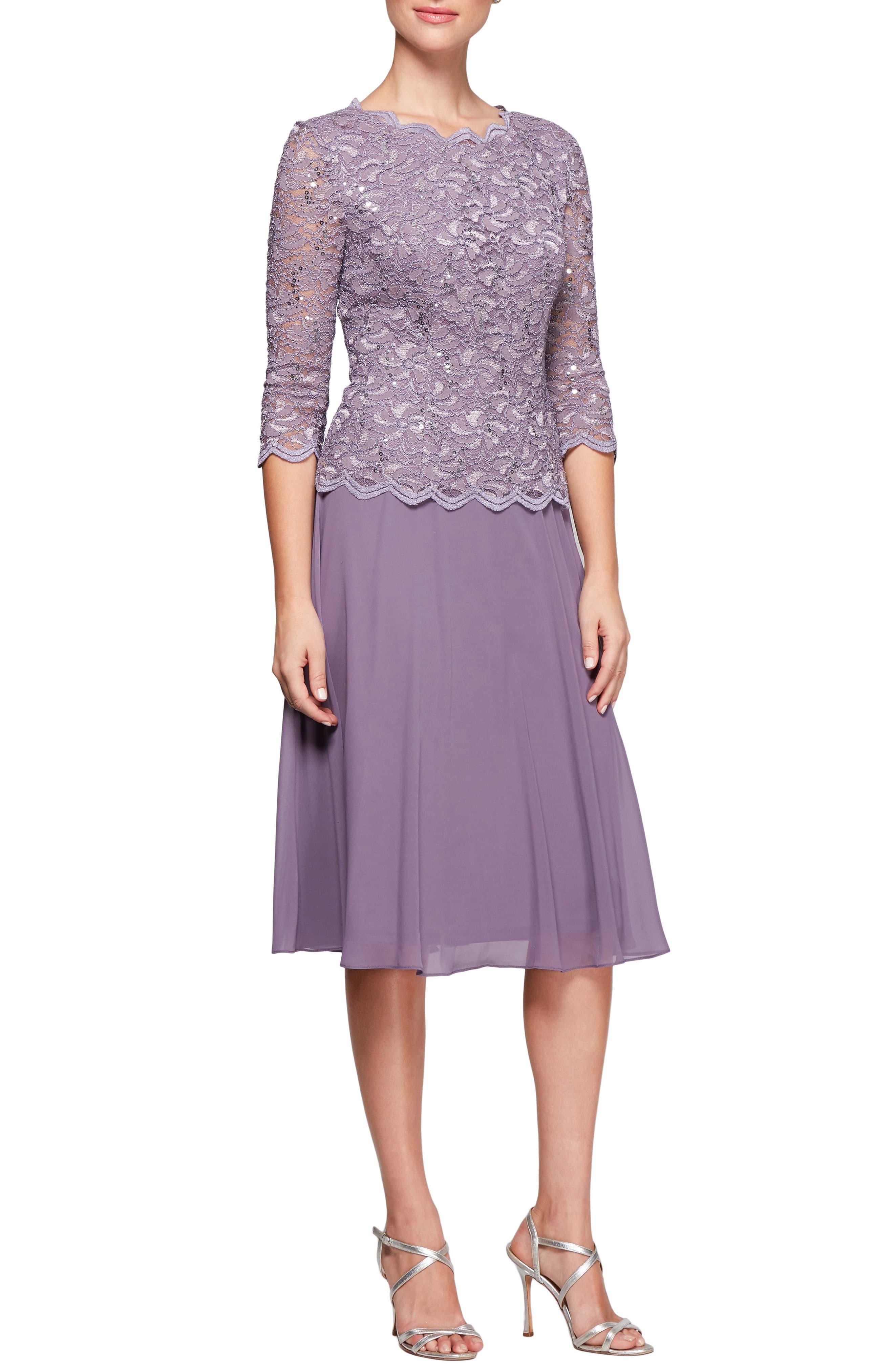 Alex Evenings Lace Mock Two-piece Cocktail Dress in Purple - Save 43% ...