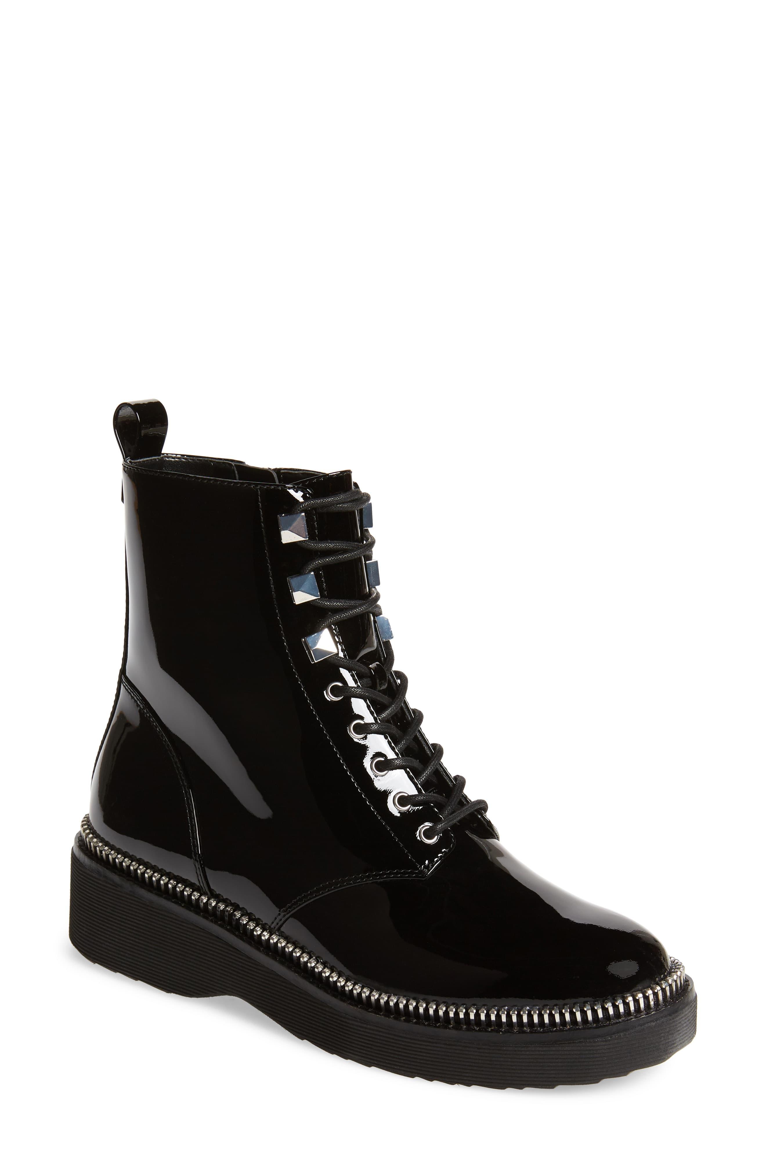 MICHAEL Michael Kors Haskell Combat Boot in Black Patent Leather (Black ...