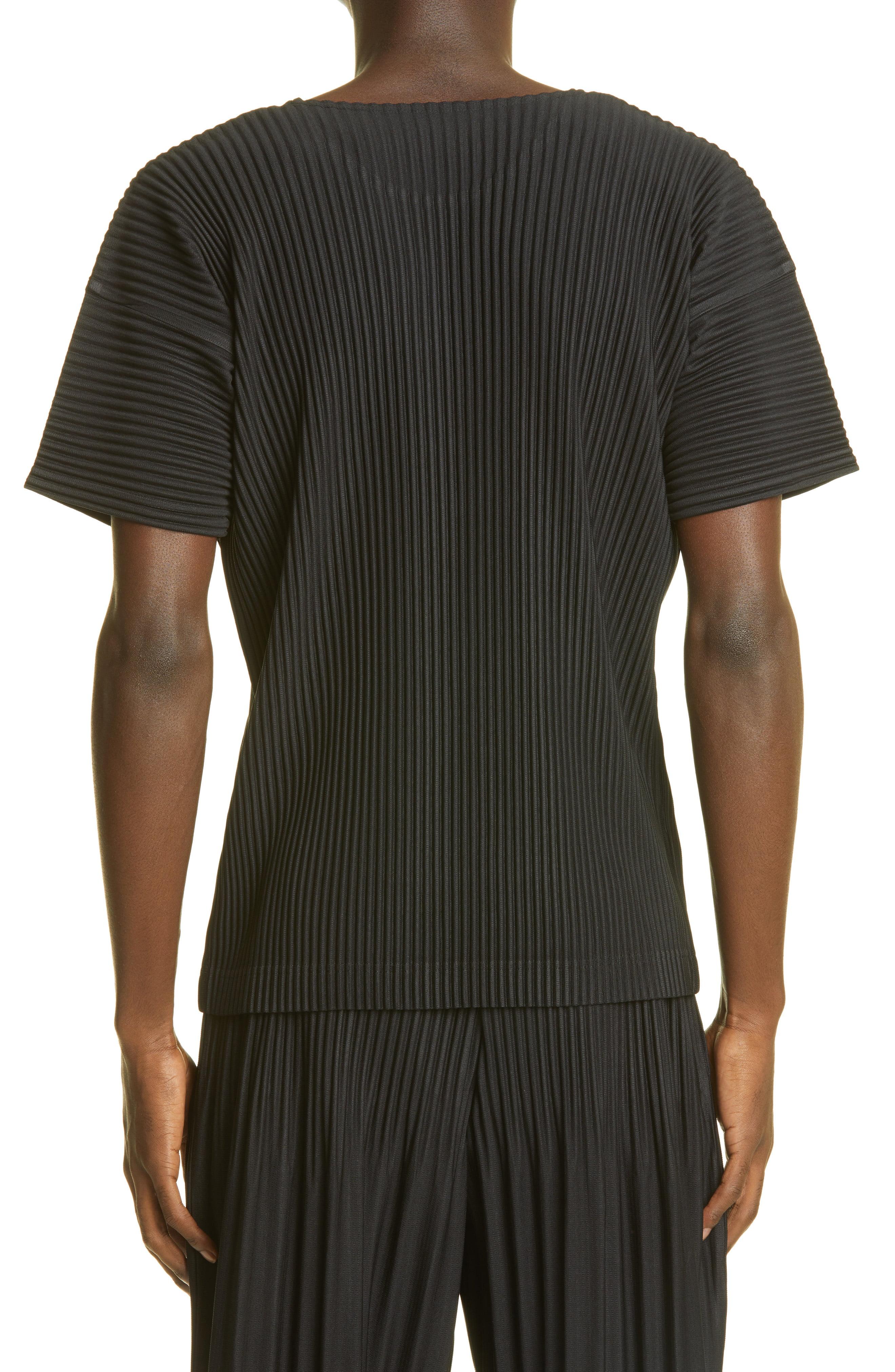 Homme Plissé Issey Miyake Basic Pleated T-shirt in Black for Men - Lyst