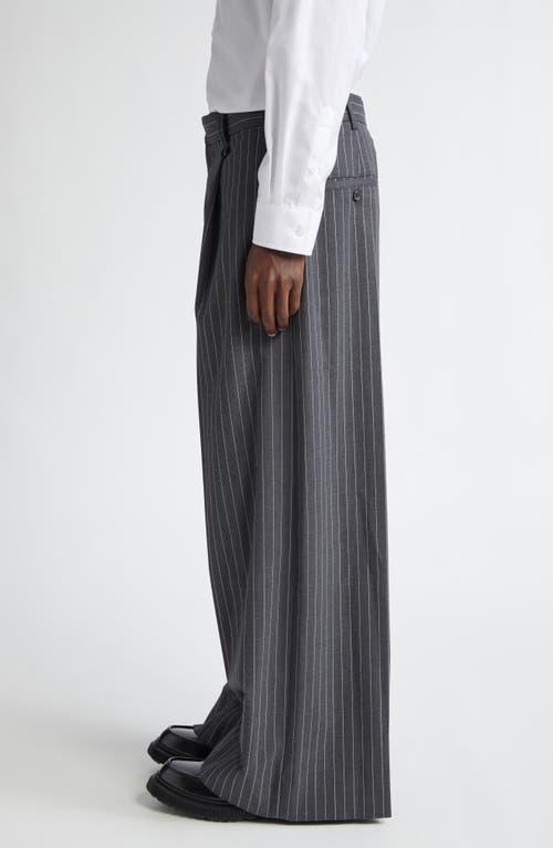 Simone Rocha Wide Leg Pinstripe Trousers in Gray for Men Lyst
