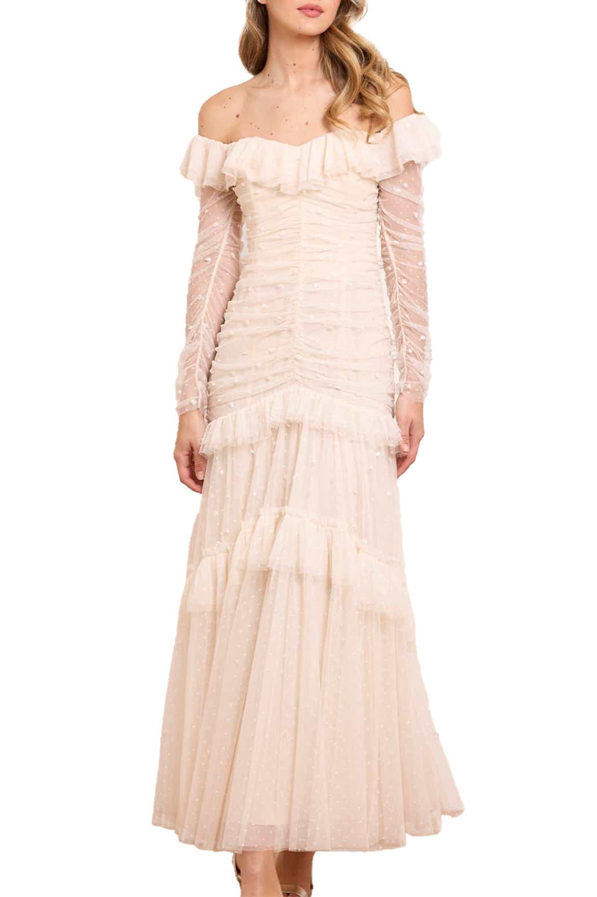 needle & thread dresses Tulle Dress Like And Dahlia Ditsy Ankle Gown Thread features a round neck Amorette V-Neck Gown
