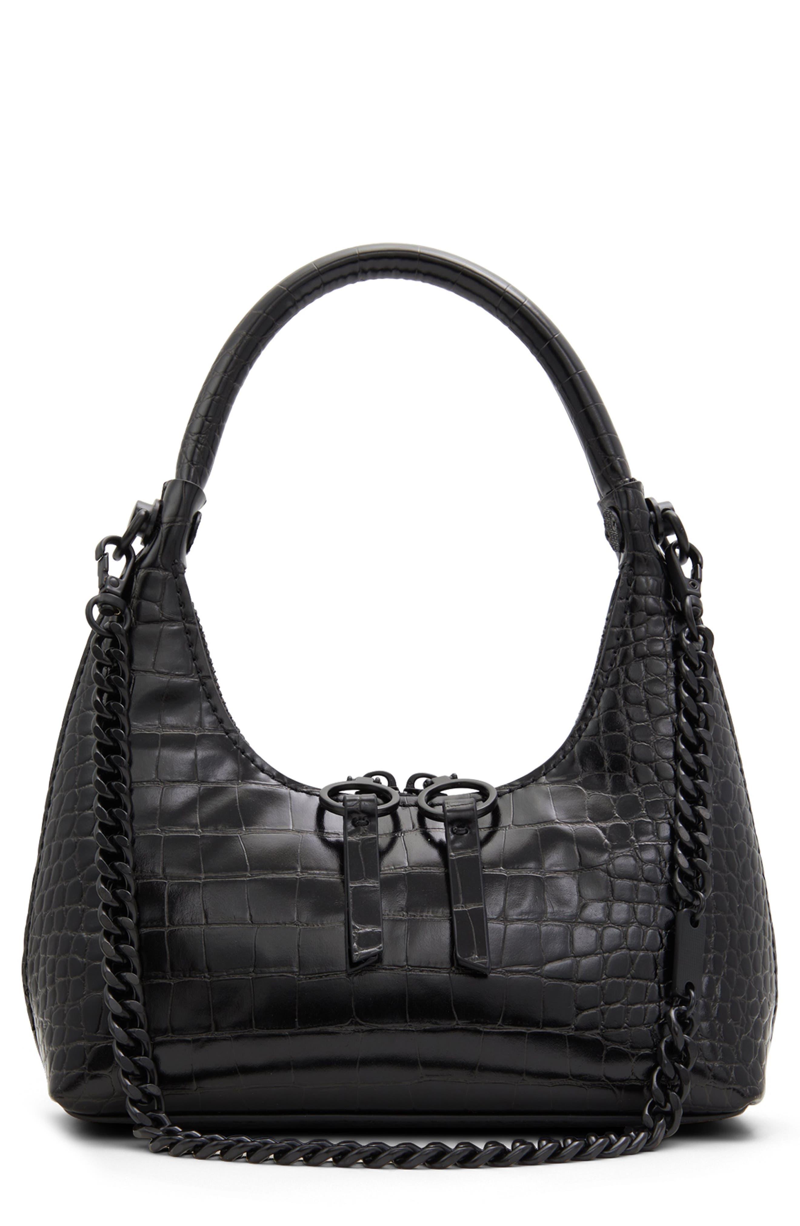 ALDO Yvanax Croc Embossed Faux Leather Top Handle Bag in Black Lyst