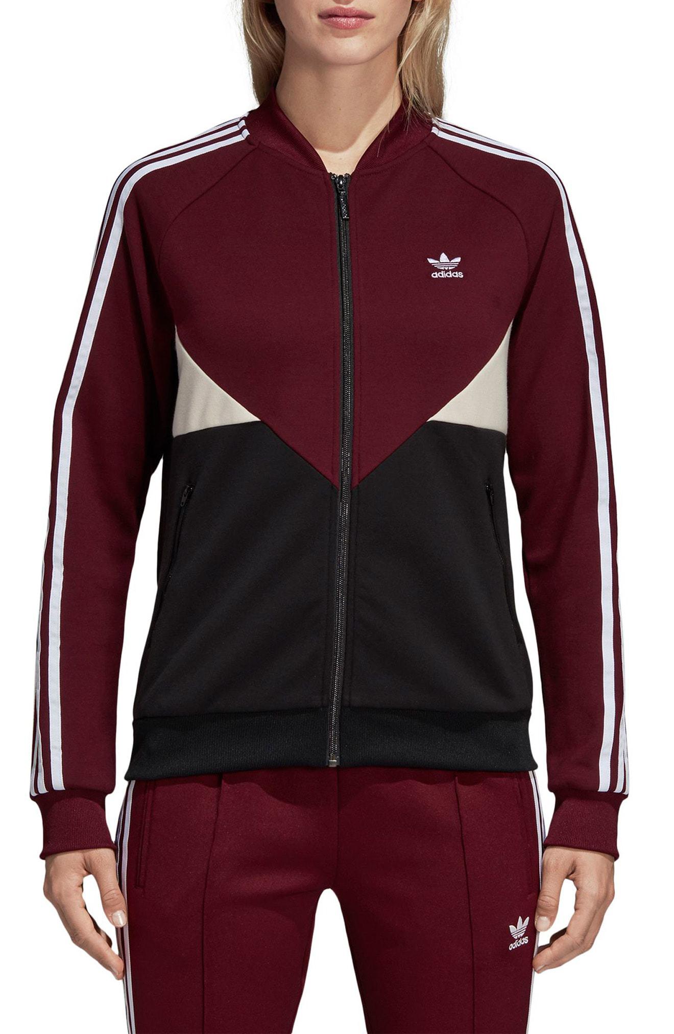 adidas sst track jacket burgundy
