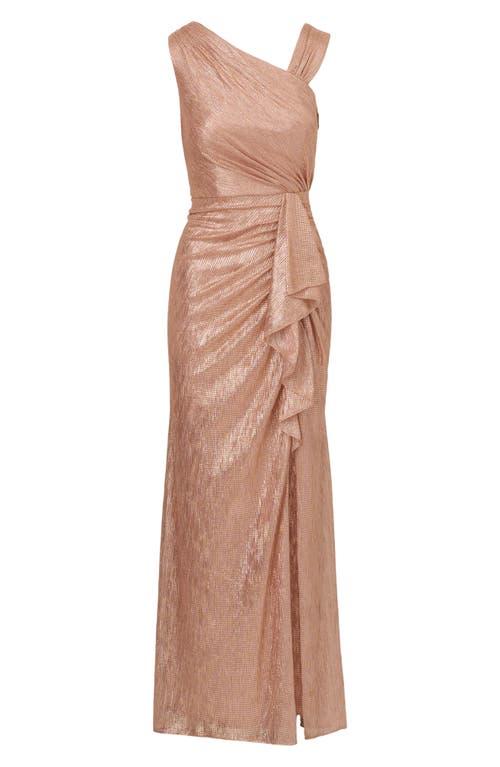 draped metallic foil long dress in rose gold Cult Gaia - Zan Gown main image 0