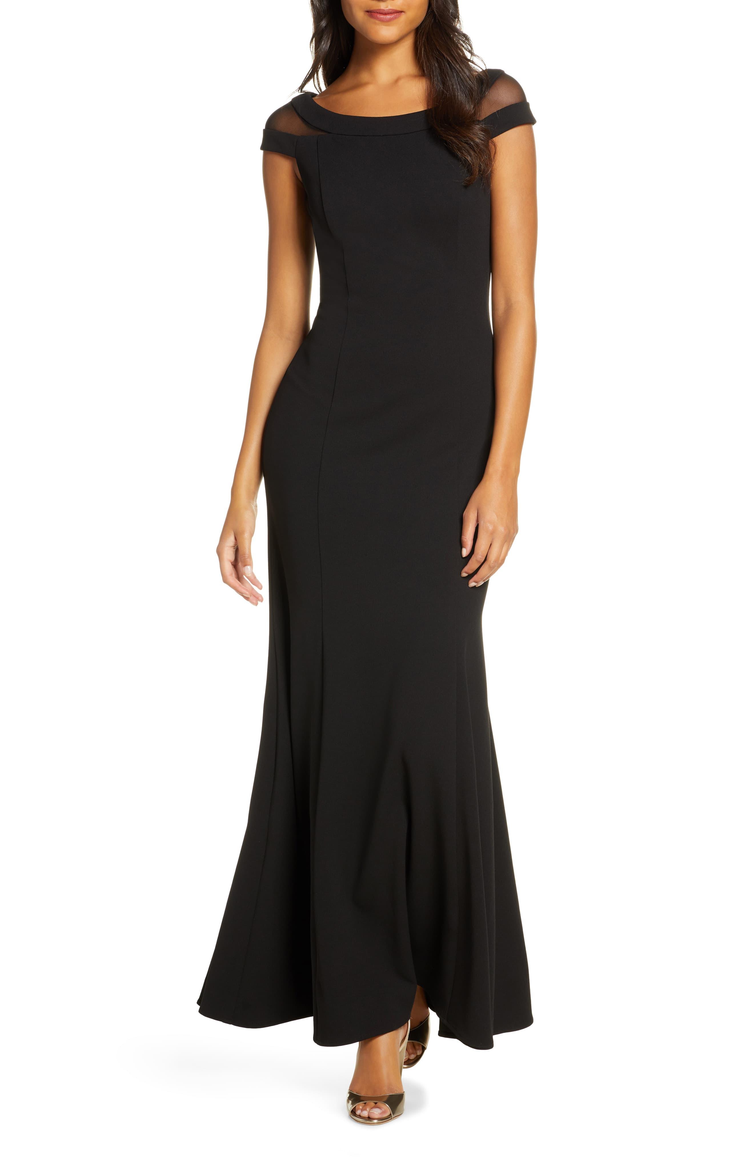 Vince Camuto Boat Neck Evening Gown in Black - Lyst