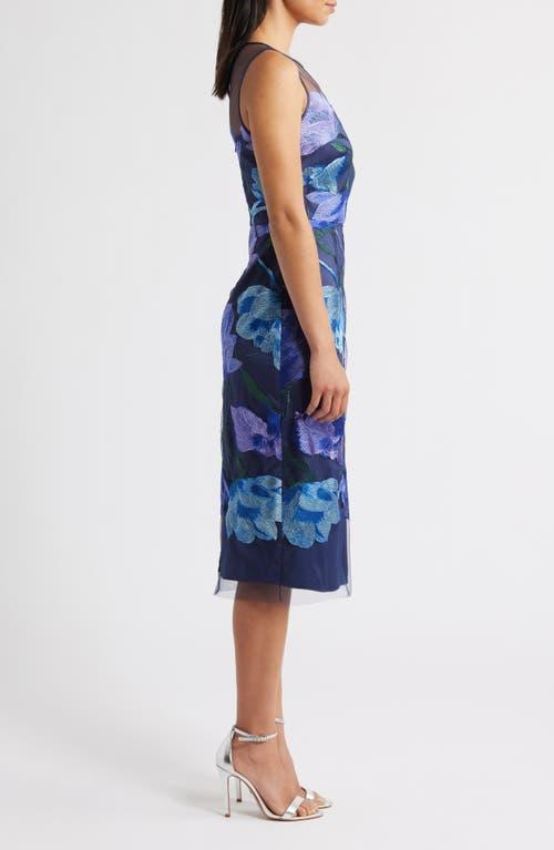 Eliza J Floral Embroidered Cocktail Dress in Blue