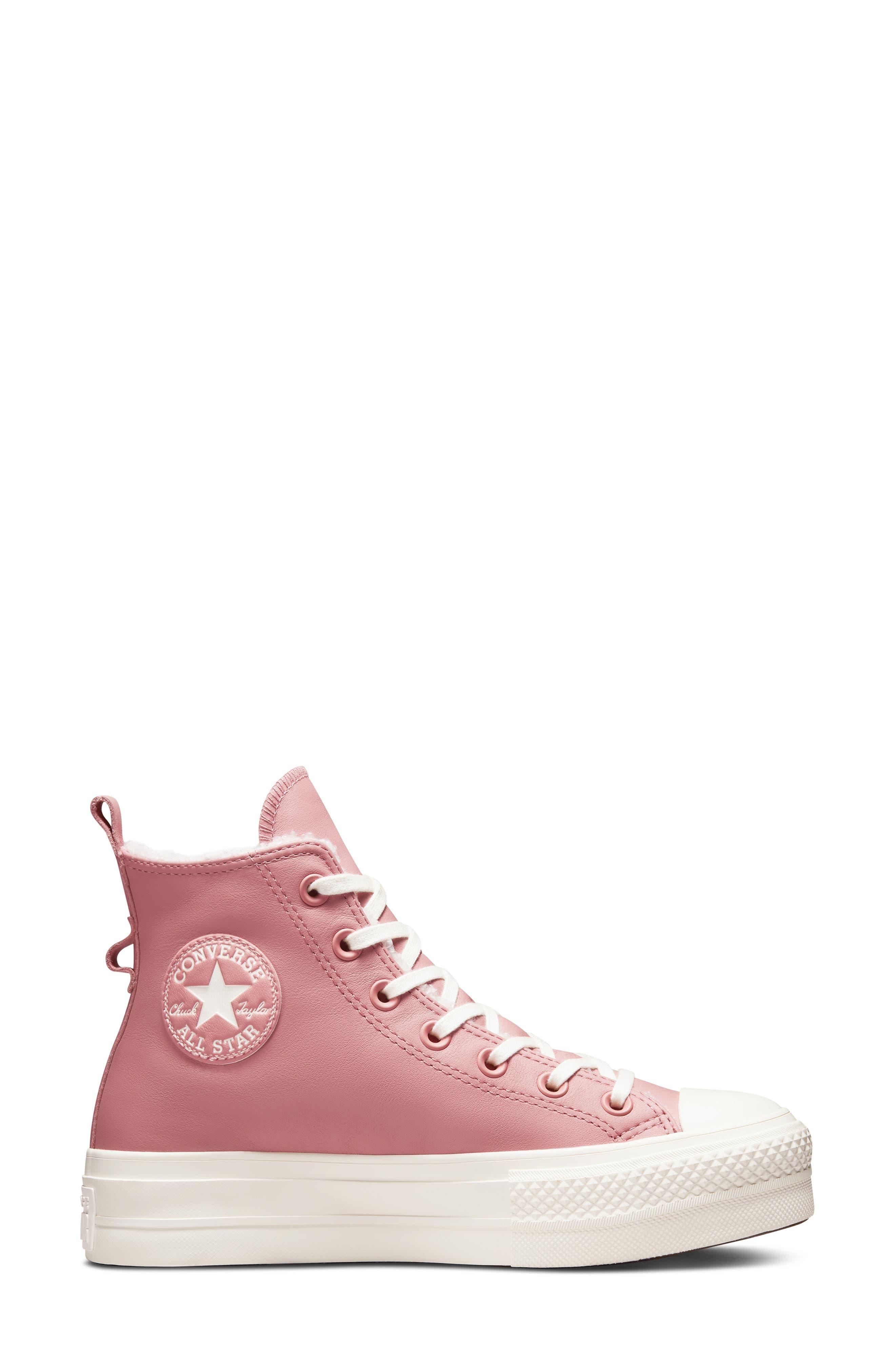 Converse Chuck Taylor® All Star® Lift Hi Faux Shearling Sneaker in Pink |  Lyst