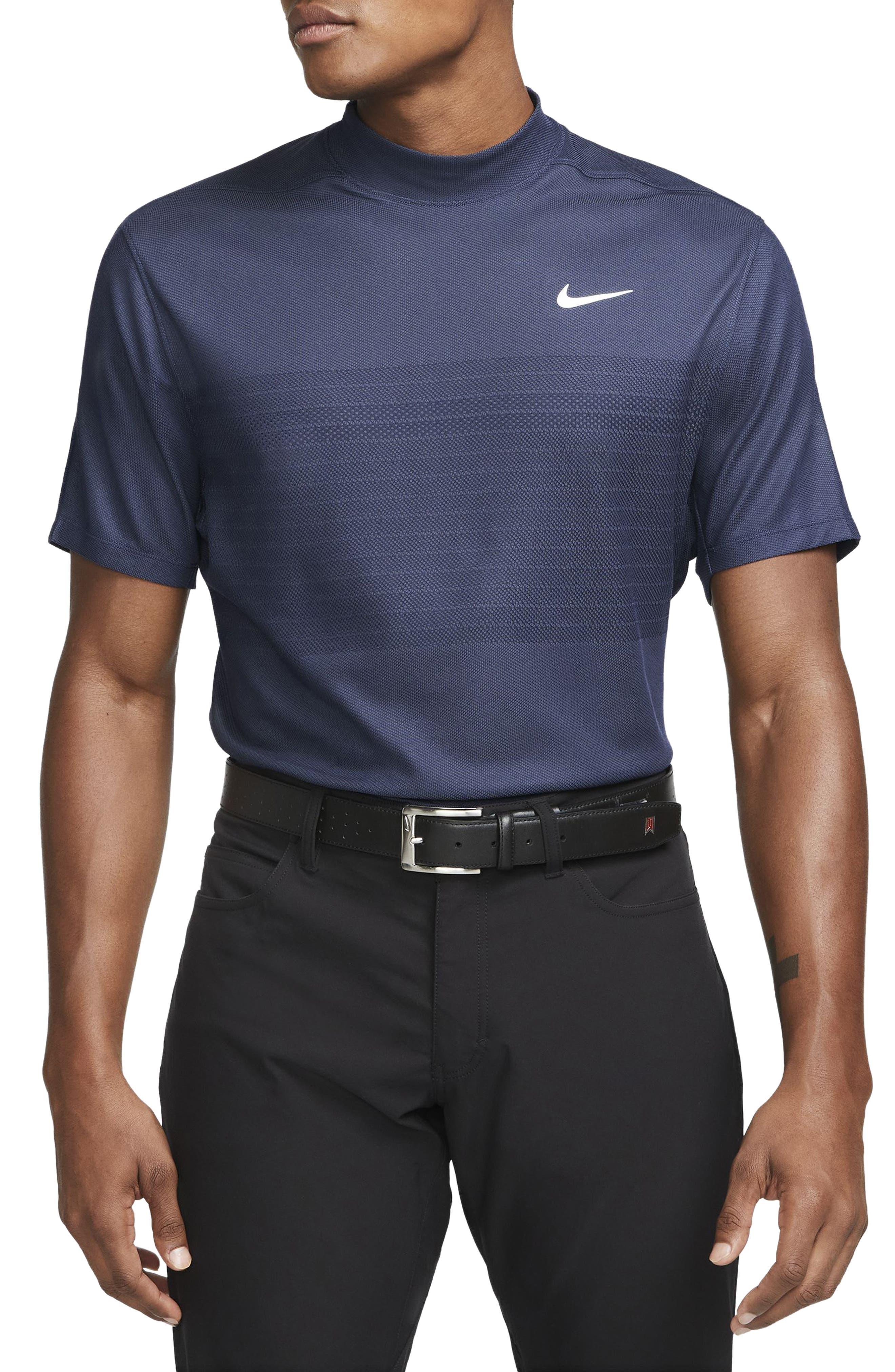 Nike X Tiger Woods Dri-fit Mock Neck Golf Polo in Blue for Men | Lyst