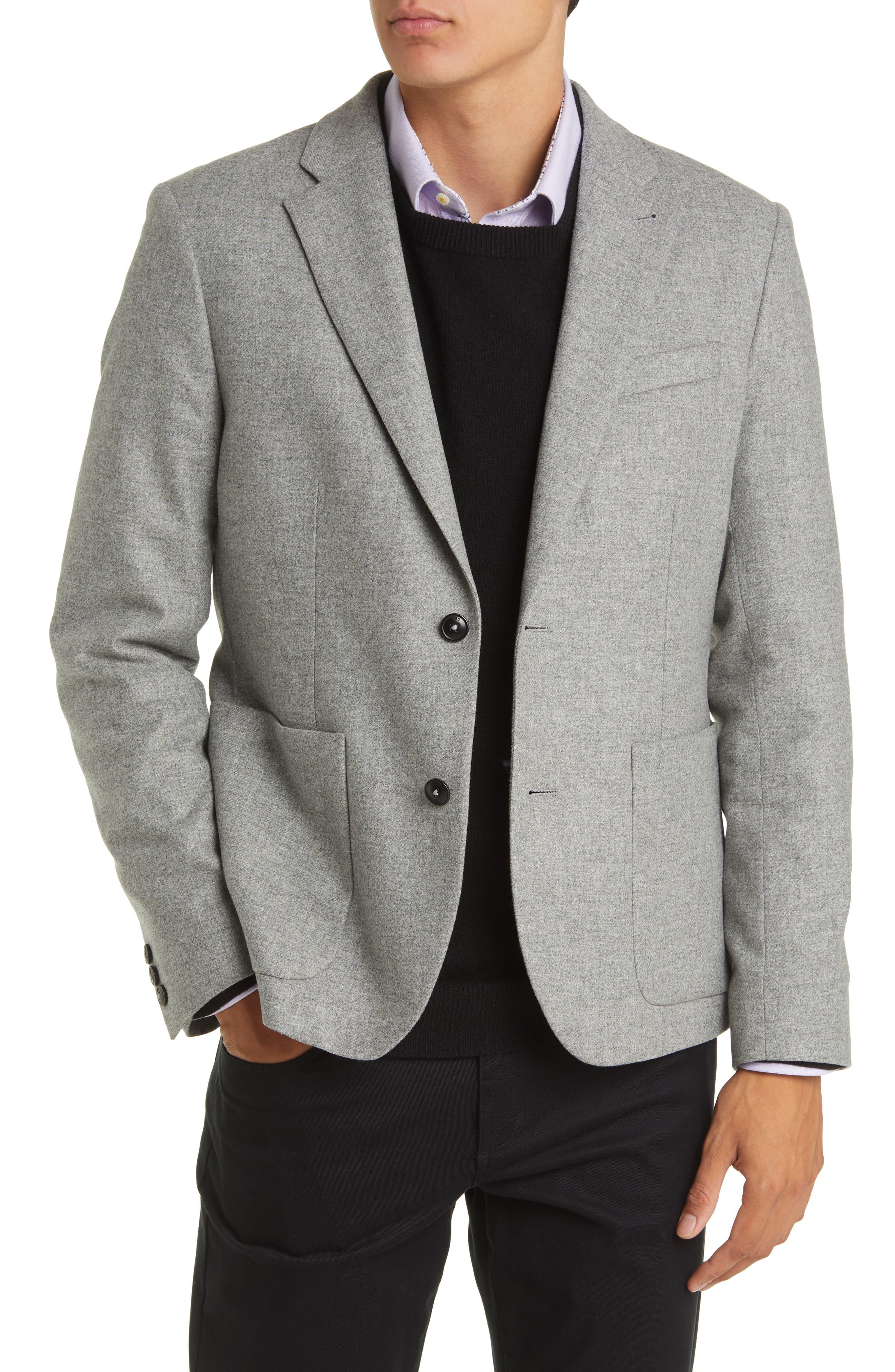 Ted Baker Yarm Slim Fit Virgin Wool Flannel Blend Blazer in Gray for ...