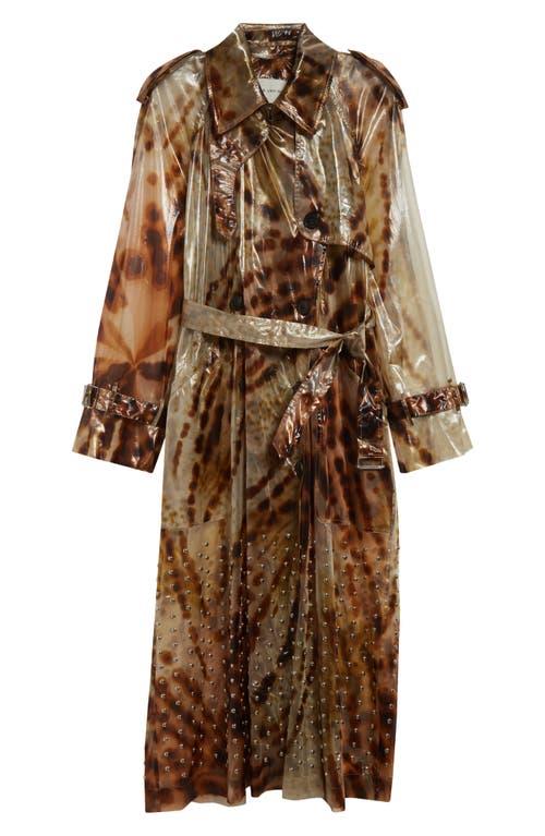 VIP【送料関税込】DRIES VAN NOTEN RISTO PRINTED TRENCH COAT Dries Van Noten Risto Orchid Print Studded Sheer Trench Coat
