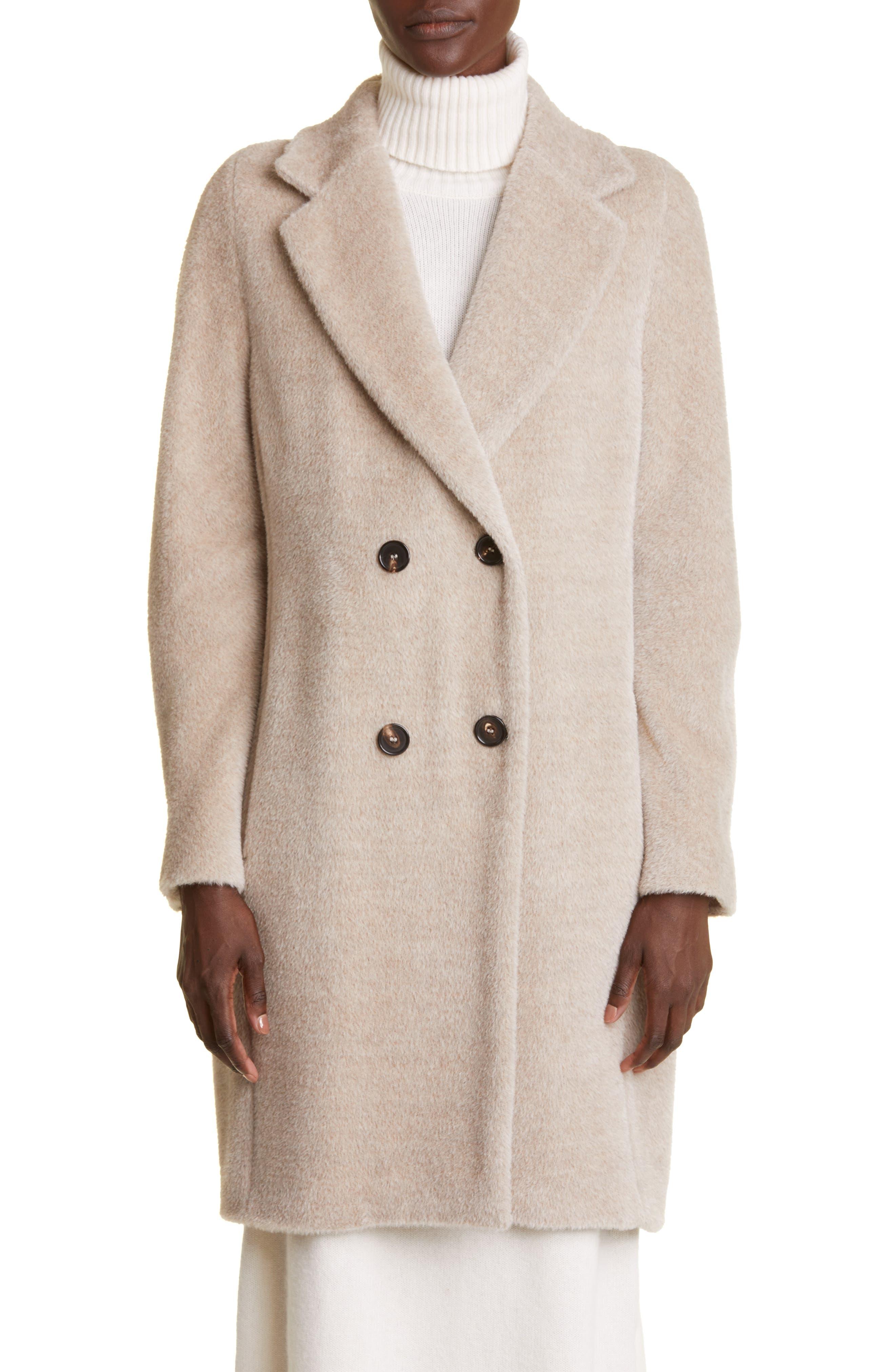 Max Mara Roseto Alpaca & Wool Coat in Natural | Lyst