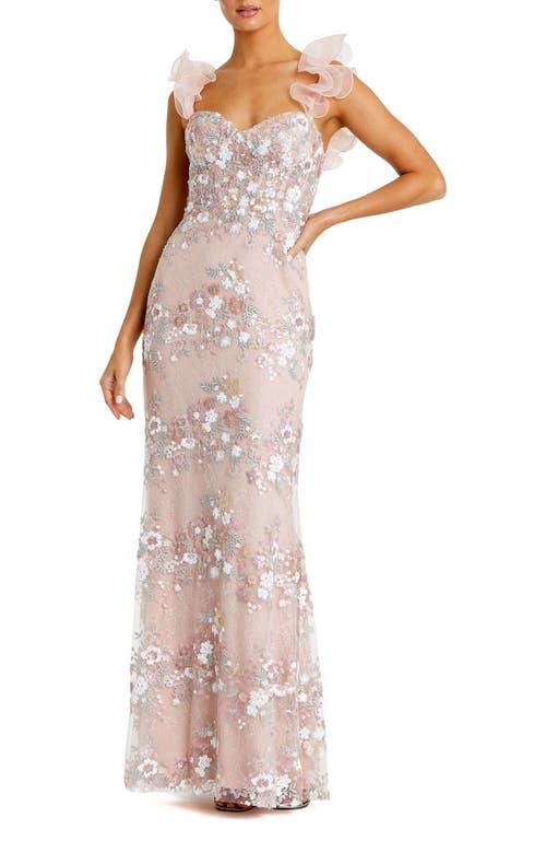 Mac Duggal Embroidered Lace Floral Gown With Ruffle Straps | Lyst