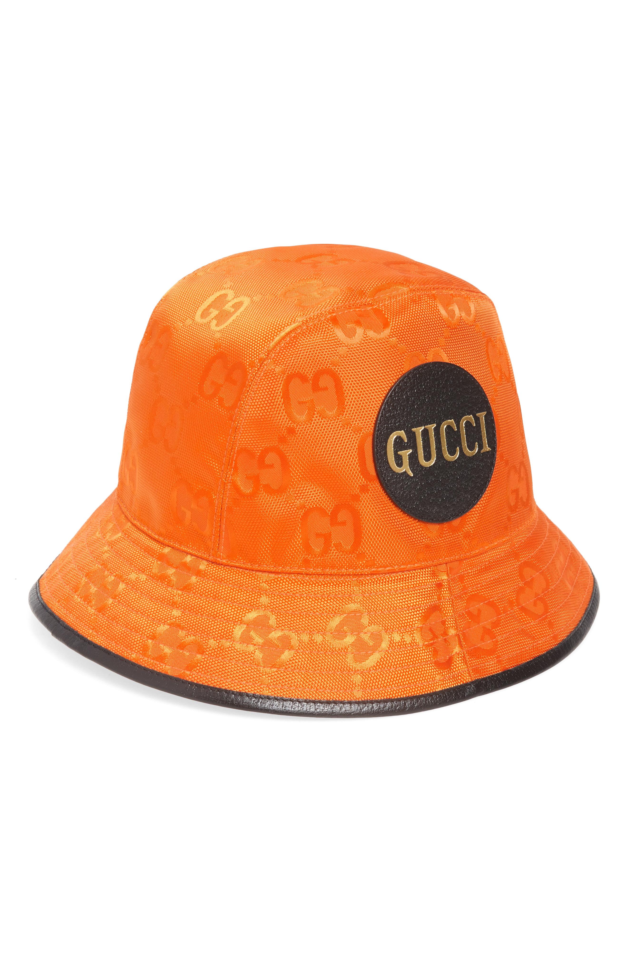 Gucci Synthetic Logo Patch Gg Nylon Bucket Hat in Orange/Black (Orange