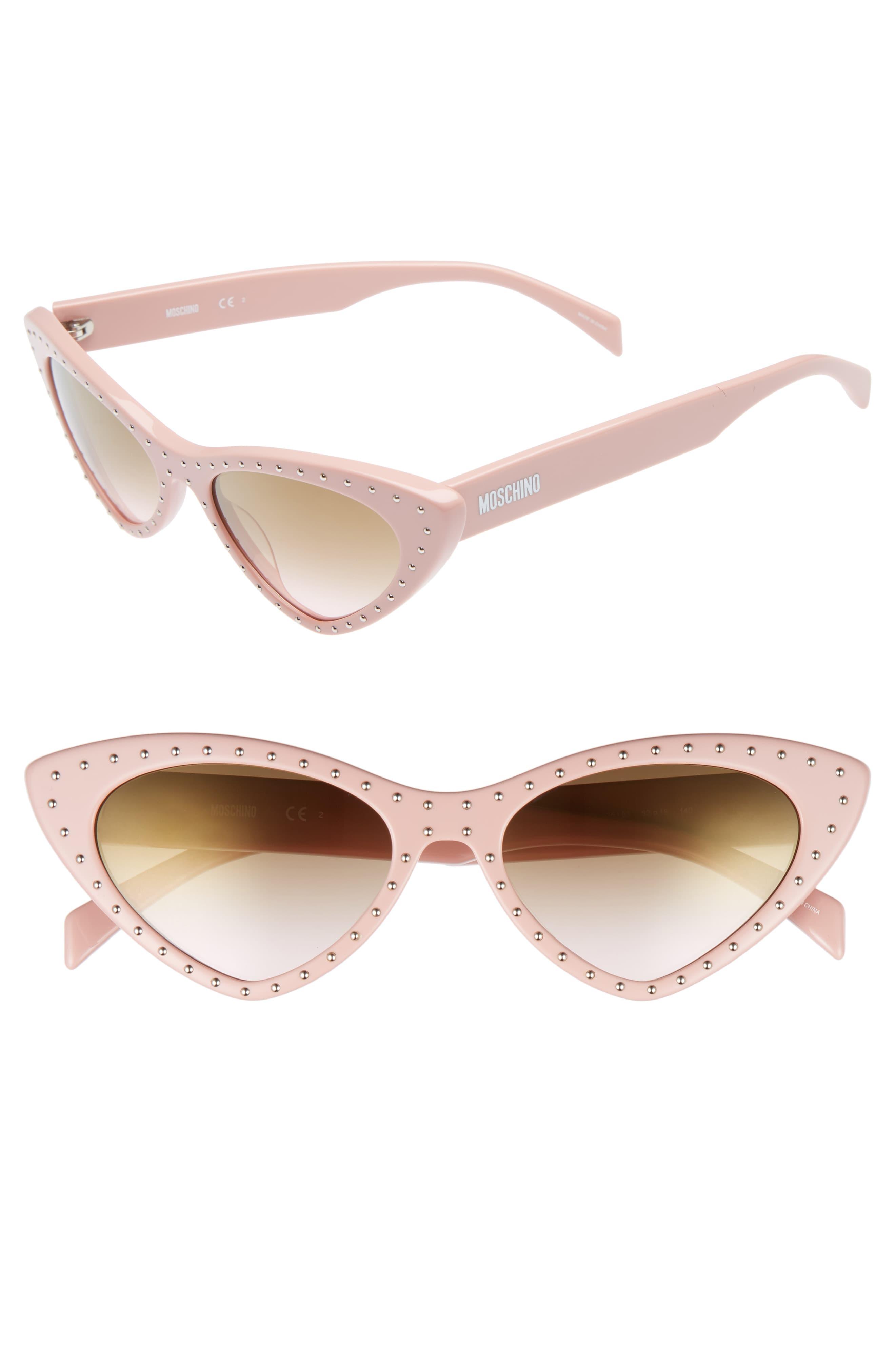 moschino 52mm studded cat eye sunglasses