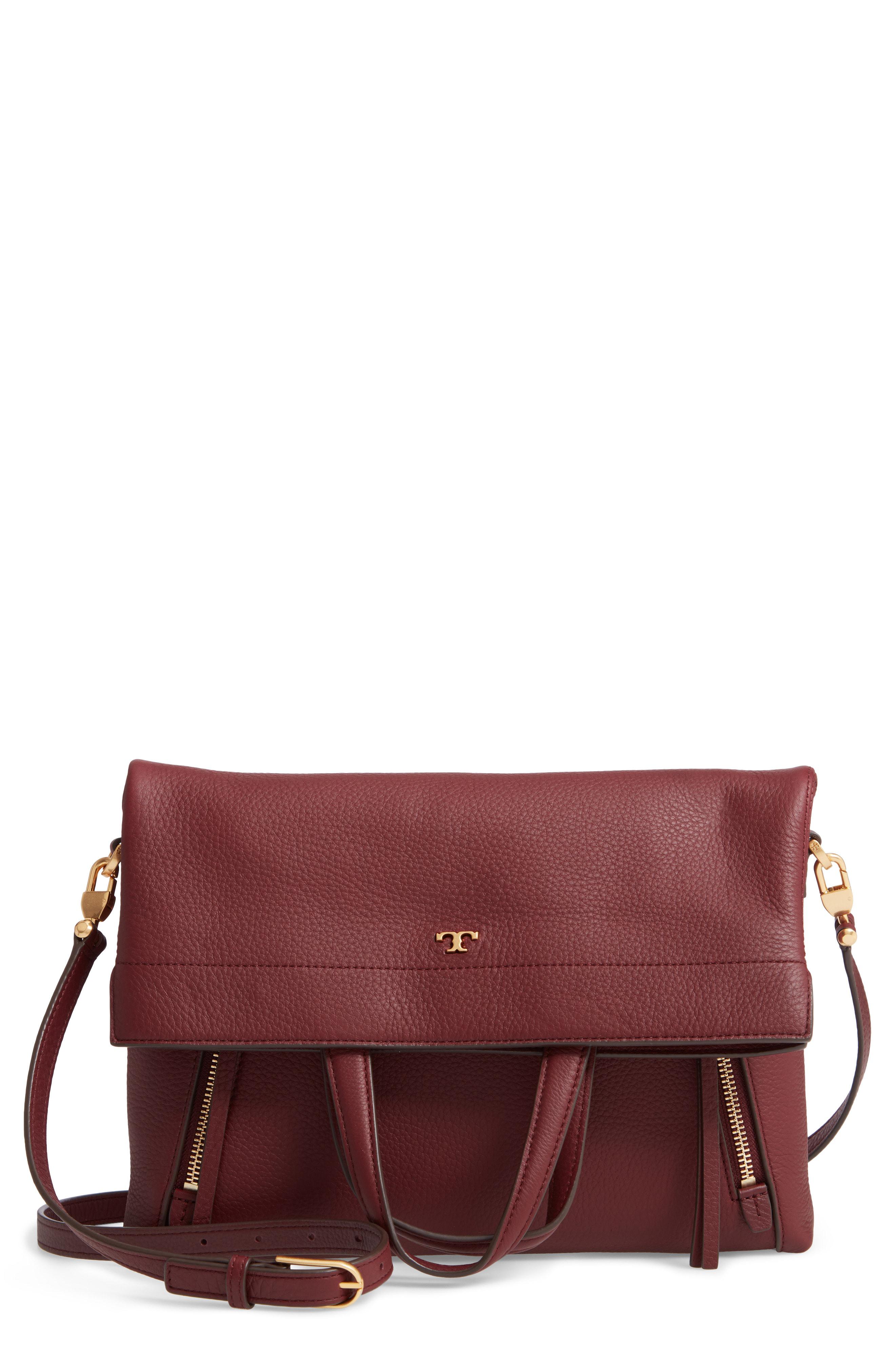 Lyst Tory Burch Half Moon Convertible Crossbody Bag Burgundy In Tory Burch Women S Purple Half Moon Convertible Crossbody Bag Burgundy