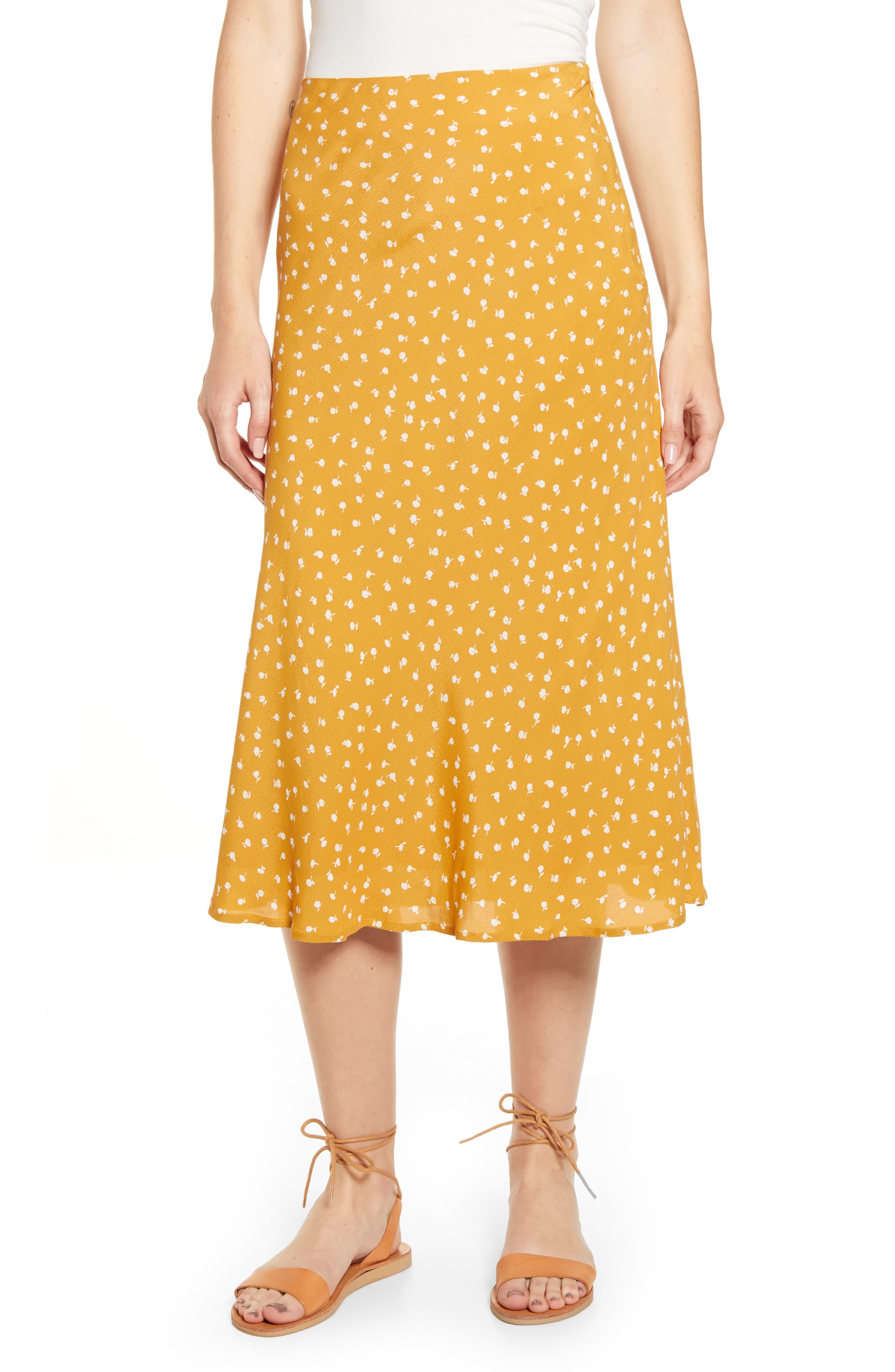 Rails London Print Midi Skirt in Marigold (Yellow) - Lyst