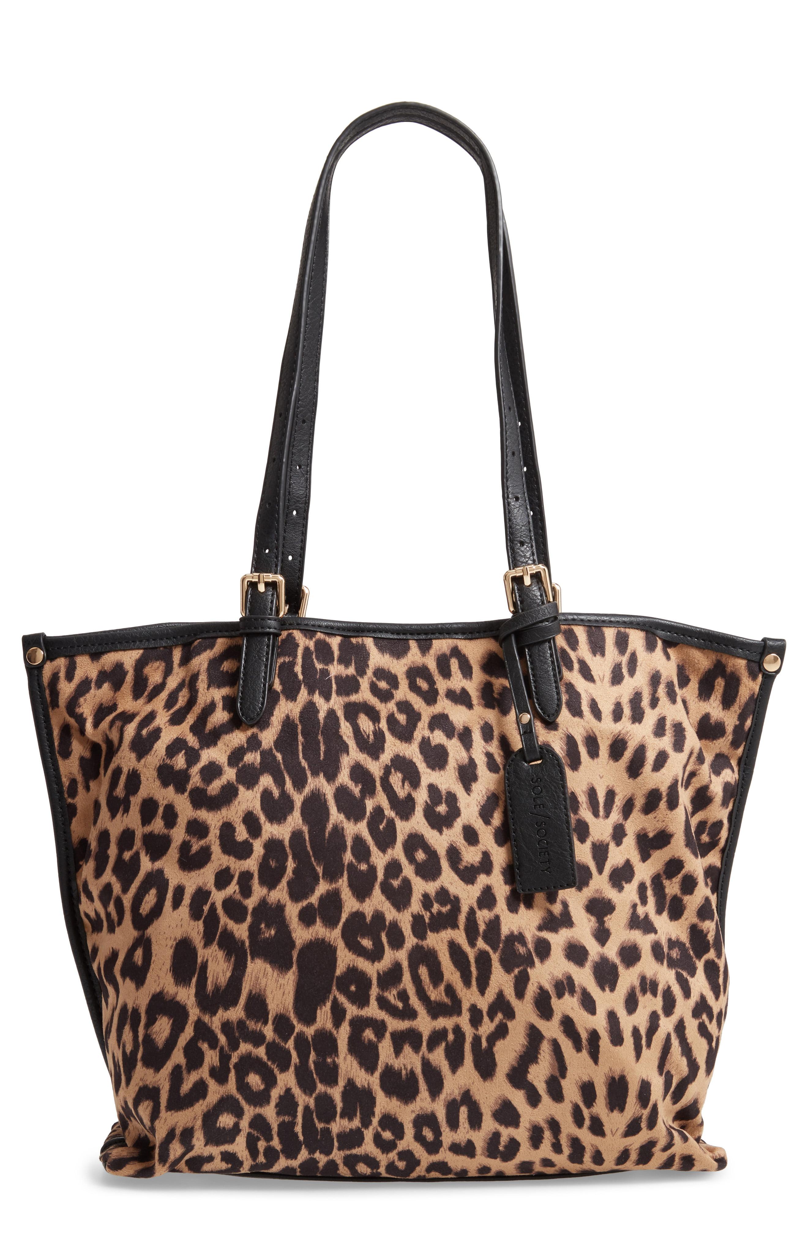 black tote with leopard lining