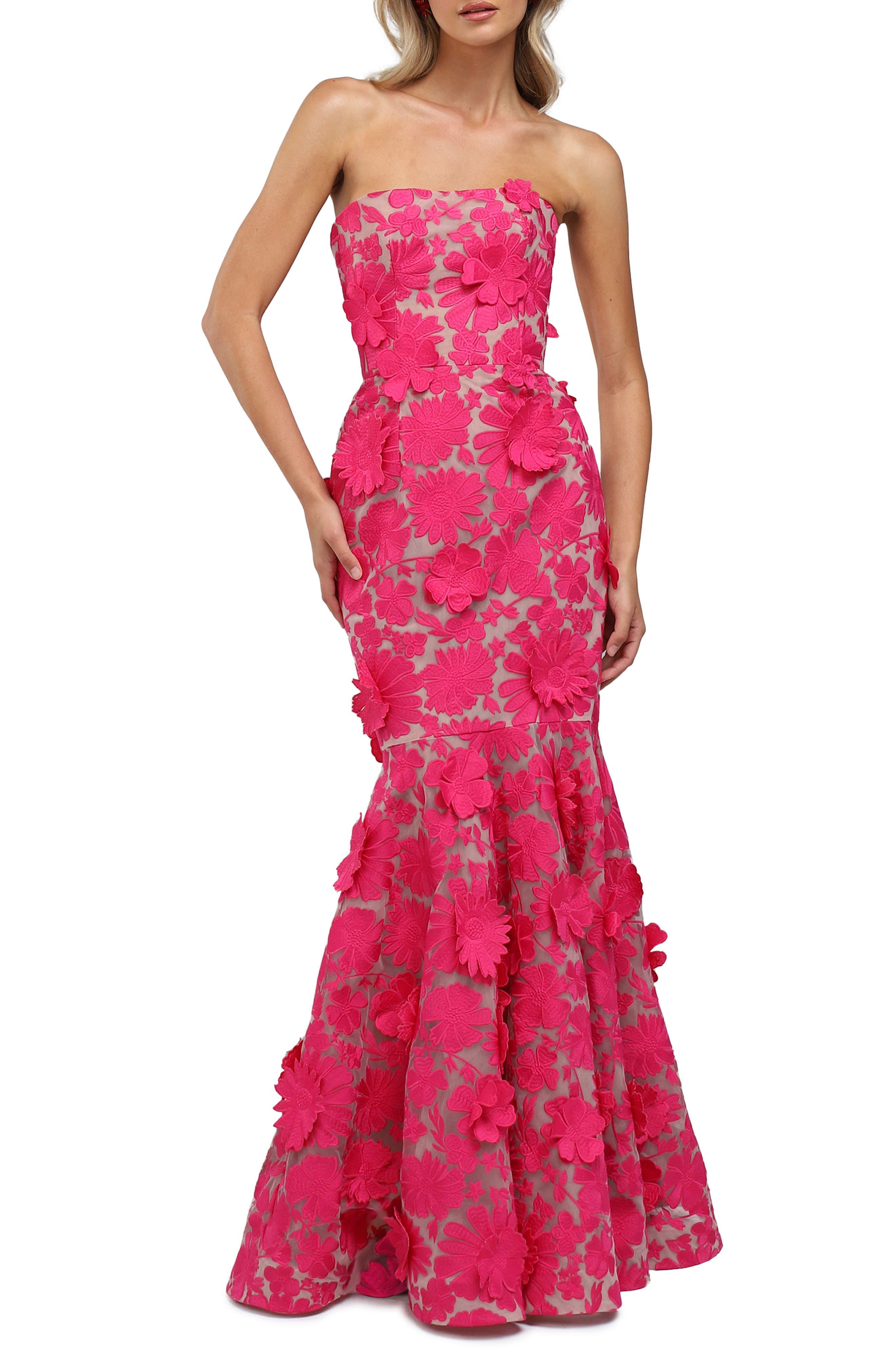 HELSI Jessica Floral Strapless Mermaid Gown in Red Lyst