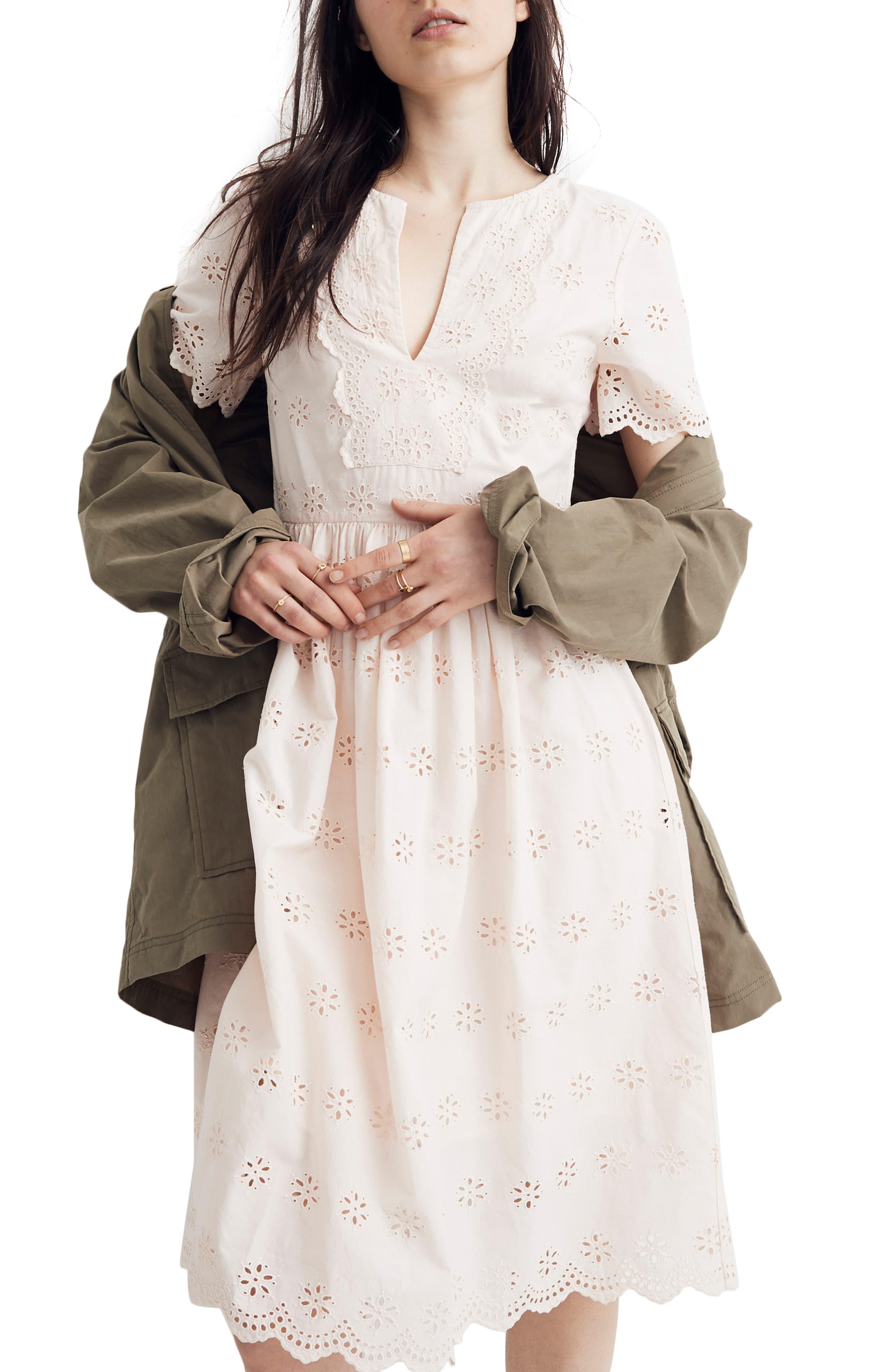 Womens Dresses Madewell Scallop Eyelet Dress Eyelet Lattice Dress