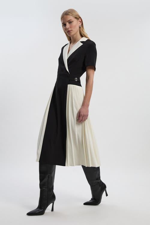 tailored crepe asymmetric pleated midi dress KarenMillen Petite Tailored Crepe Asymmetric Pleated Midi Dress