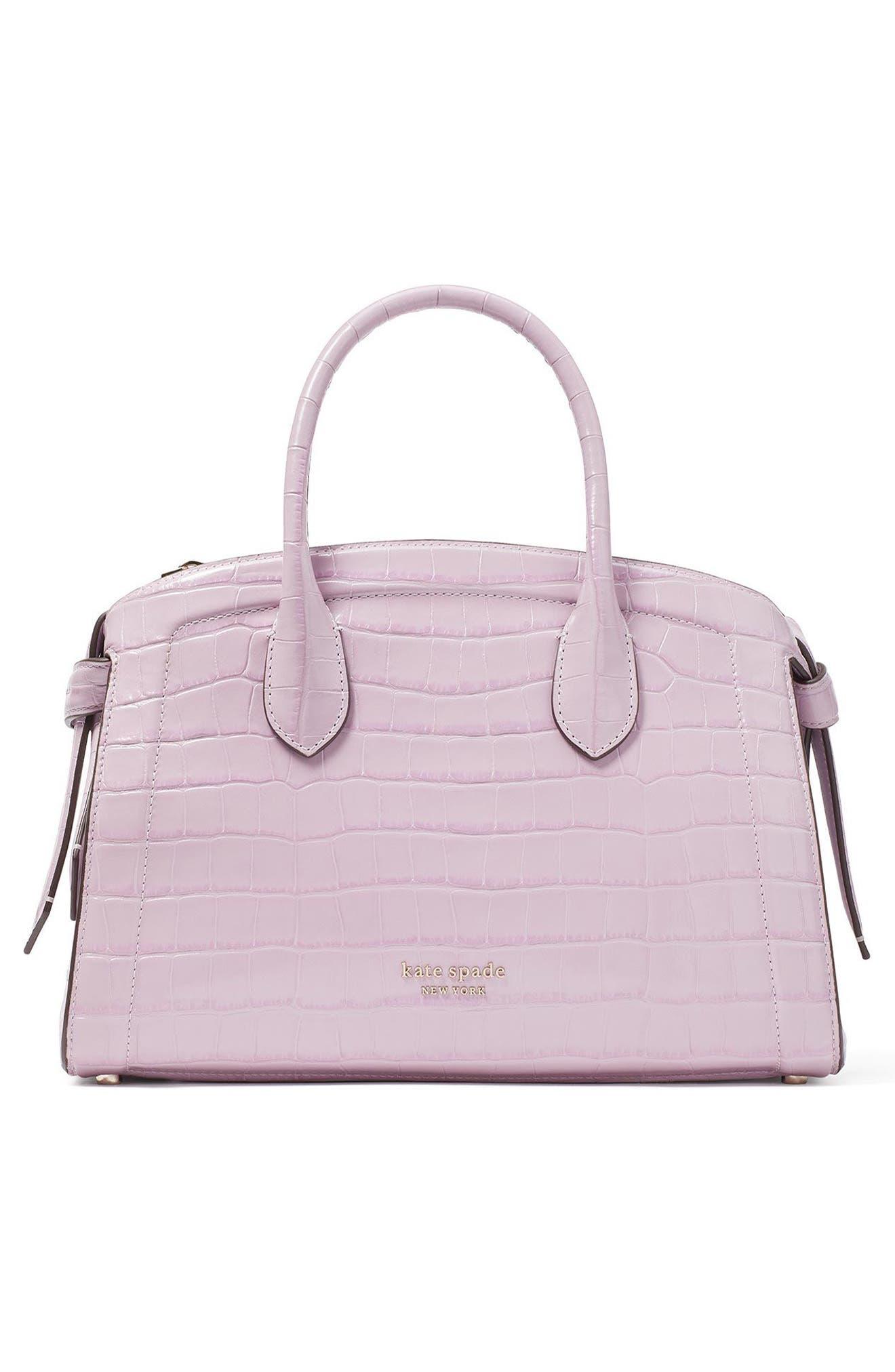 Kate Spade Medium Knott Croc embossed Leather Satchel in Pink Lyst
