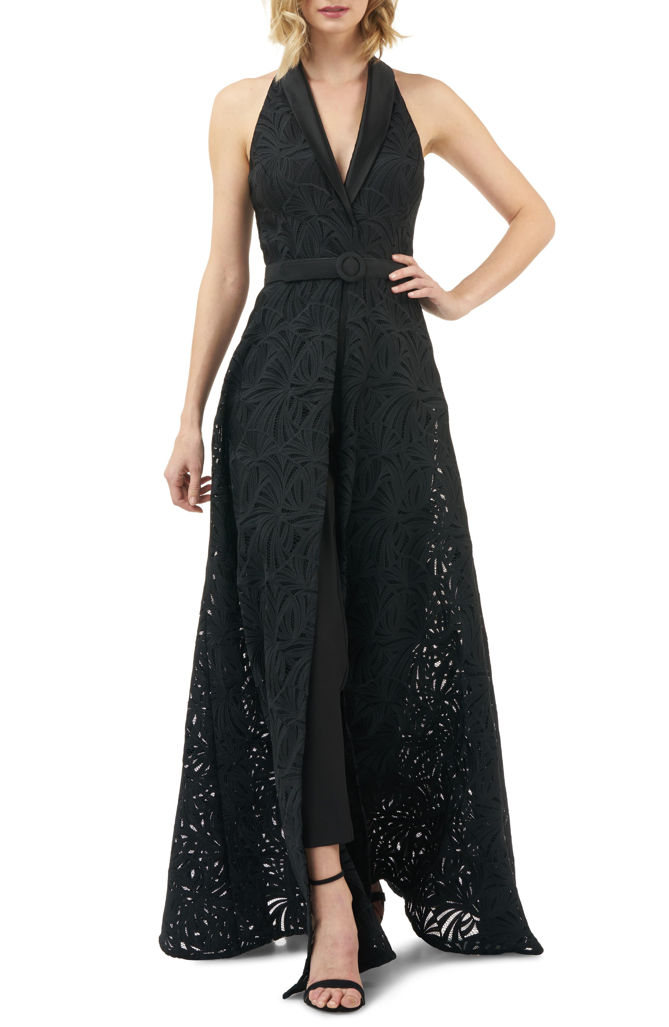 black lace maxi romper