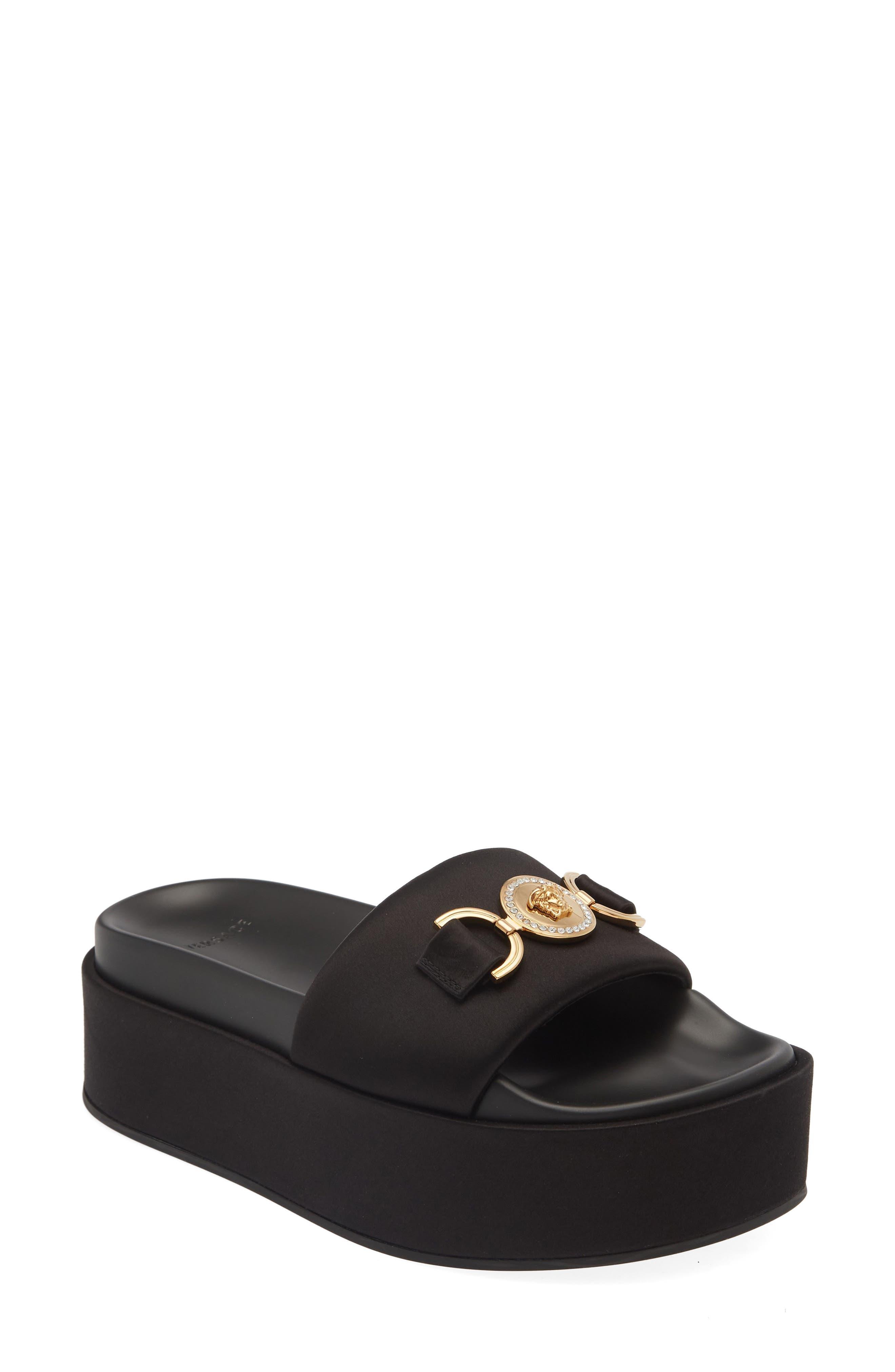 Versace Medusa Platform Slide Sandal in Black | Lyst