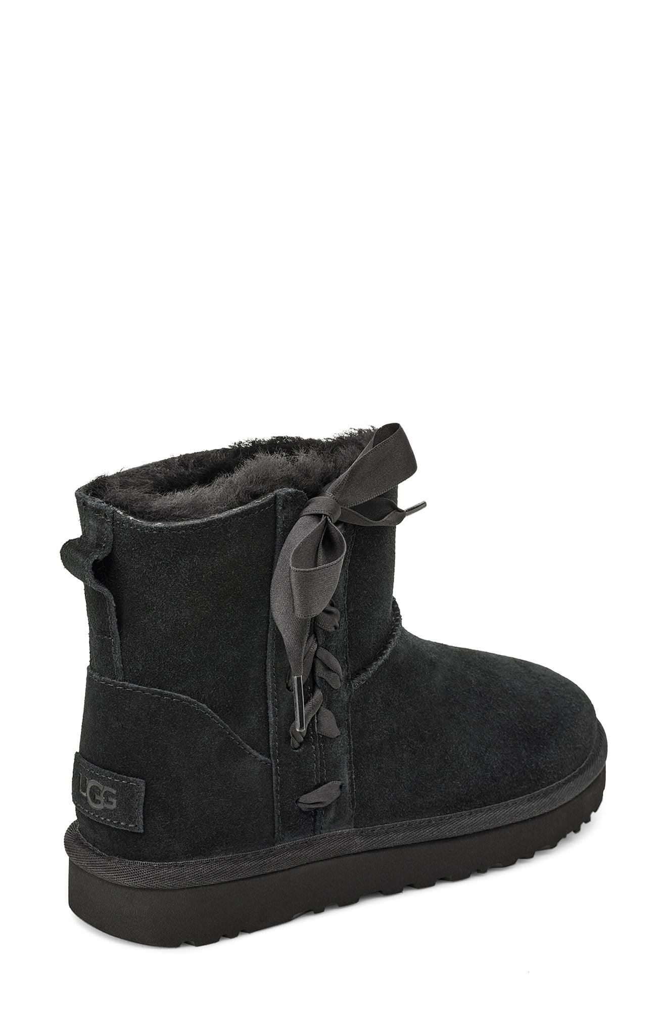UGG Wool UGG Classic Lace-up Mini Boot in Black Suede (Black) - Lyst