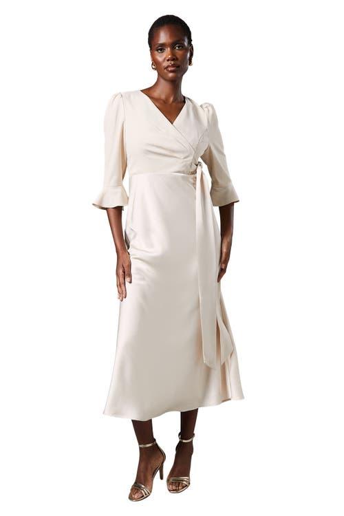 Designer White Satin Wrap Dresses for Women - Up to 83% off | Lyst