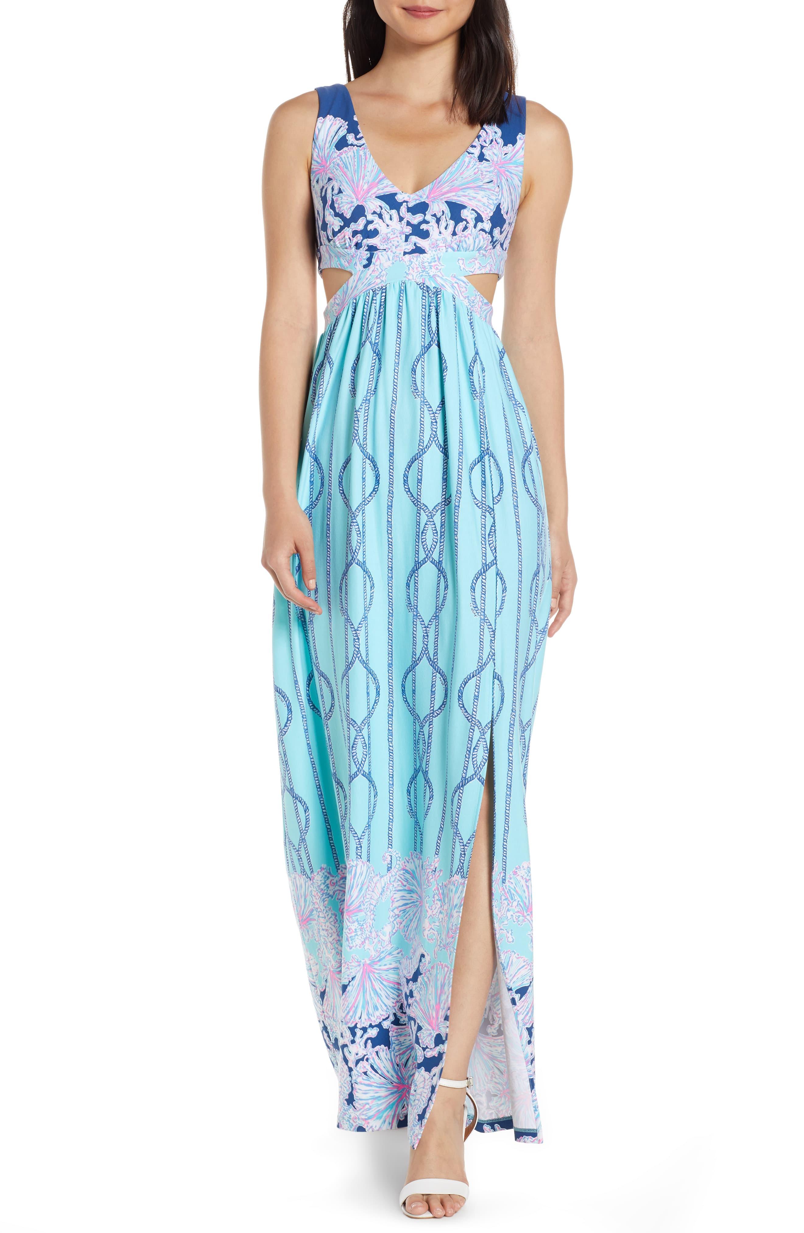 Lilly Pulitzer Lilly Pulitzer Marcia Cutout Maxi Dress in Blue - Lyst