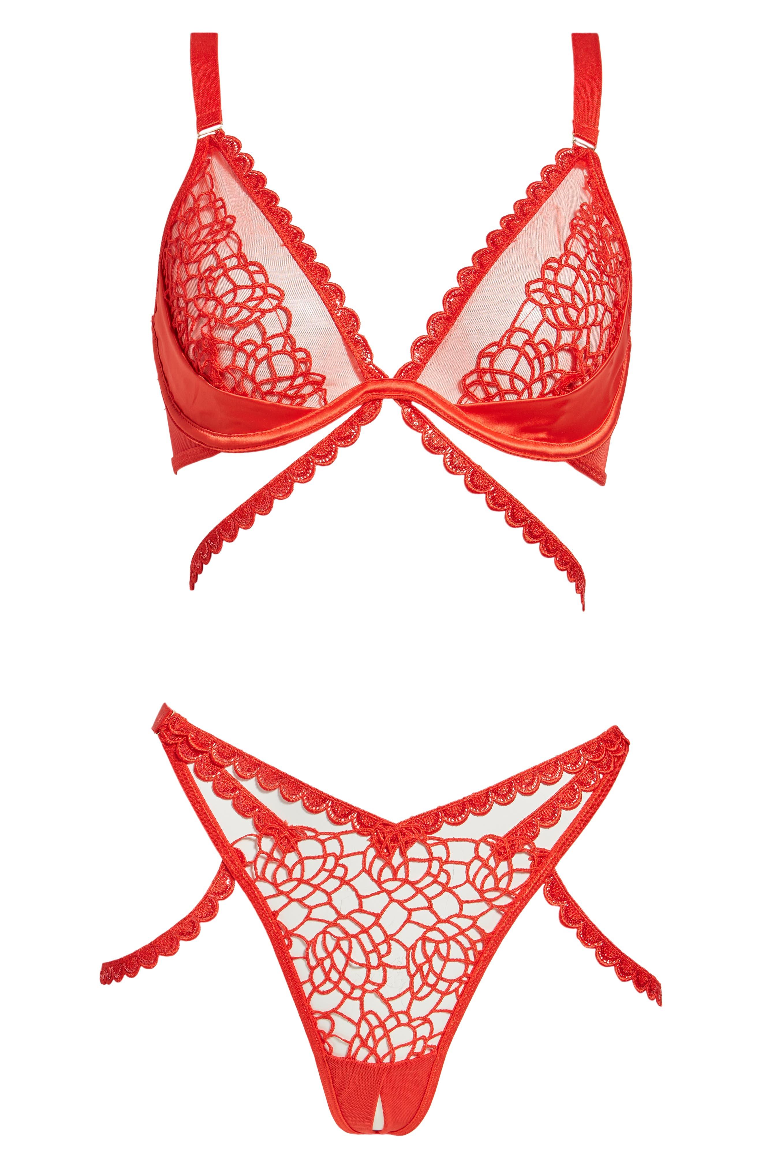 Ann Summers Nya Underwire Bra & Open Gusset Thong Set in Red Lyst