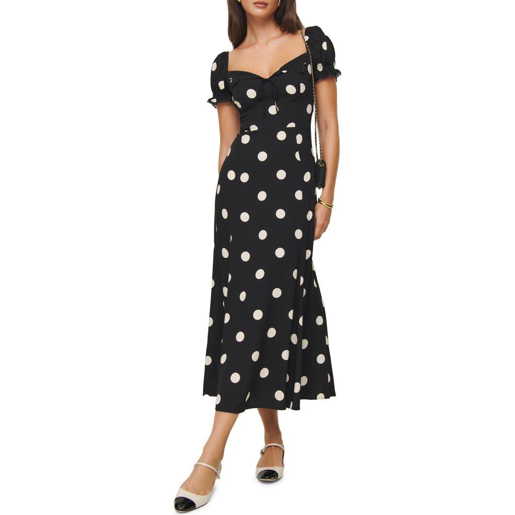Polka Dot Reformation Bradshaw Dress Reformation Shyla Midi Dress In Black  Lyst
