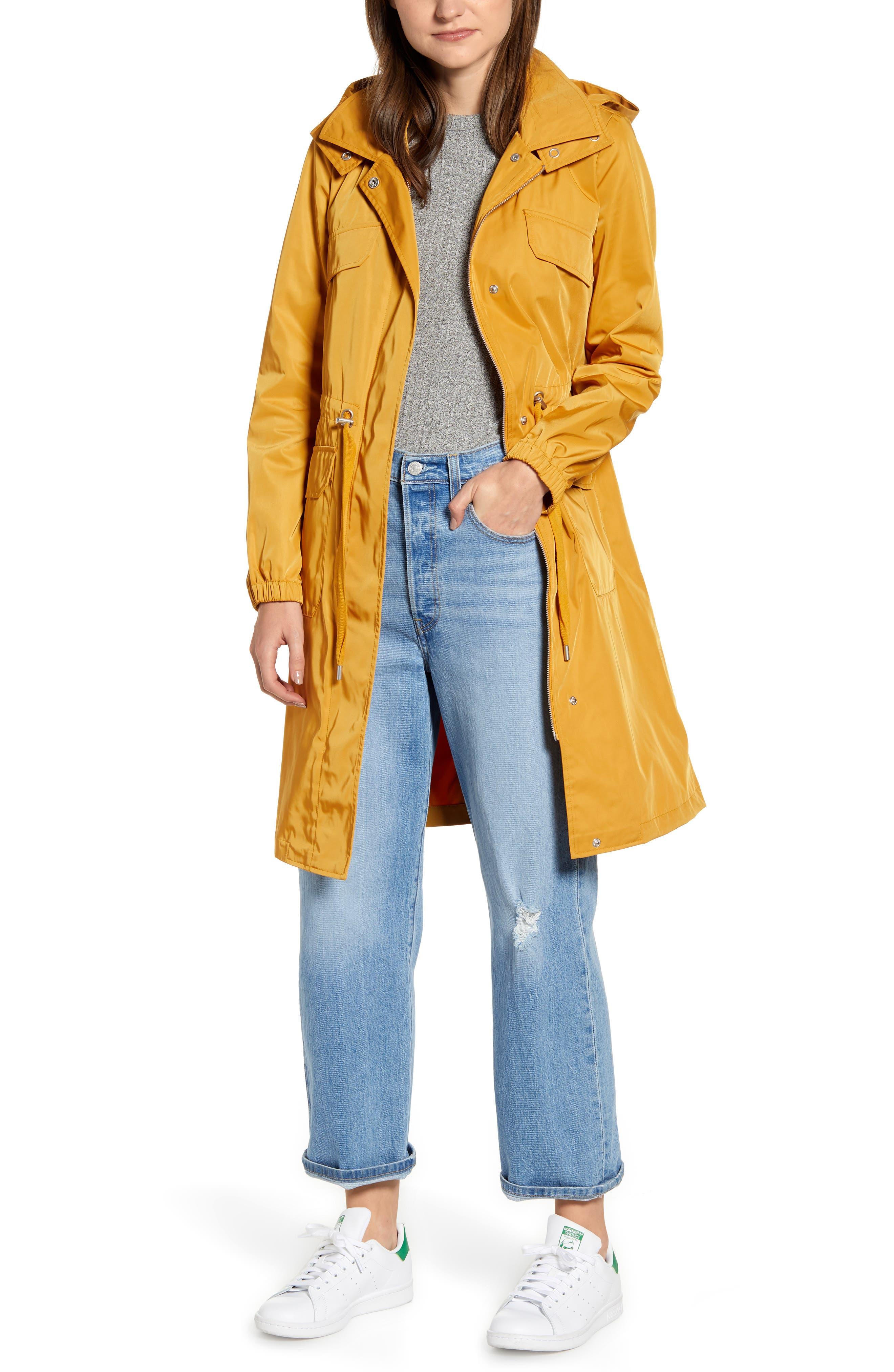 mustard hooded coatigan