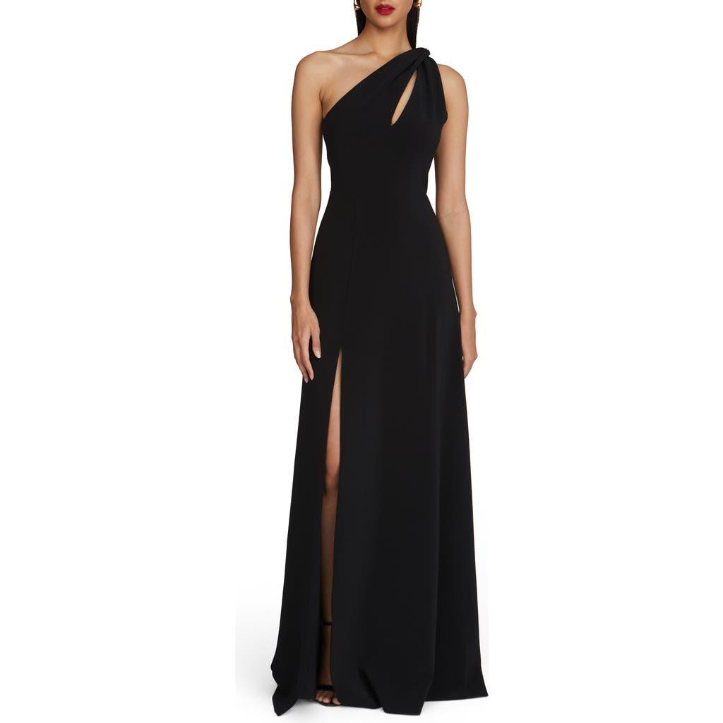 Halston Navi Luxe Stretch Crepe Gown in Black Lyst