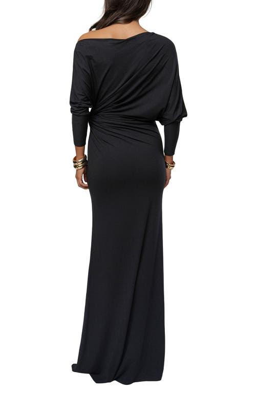 black one arm long sleeve dress Finola One Shoulder Sweater Dress