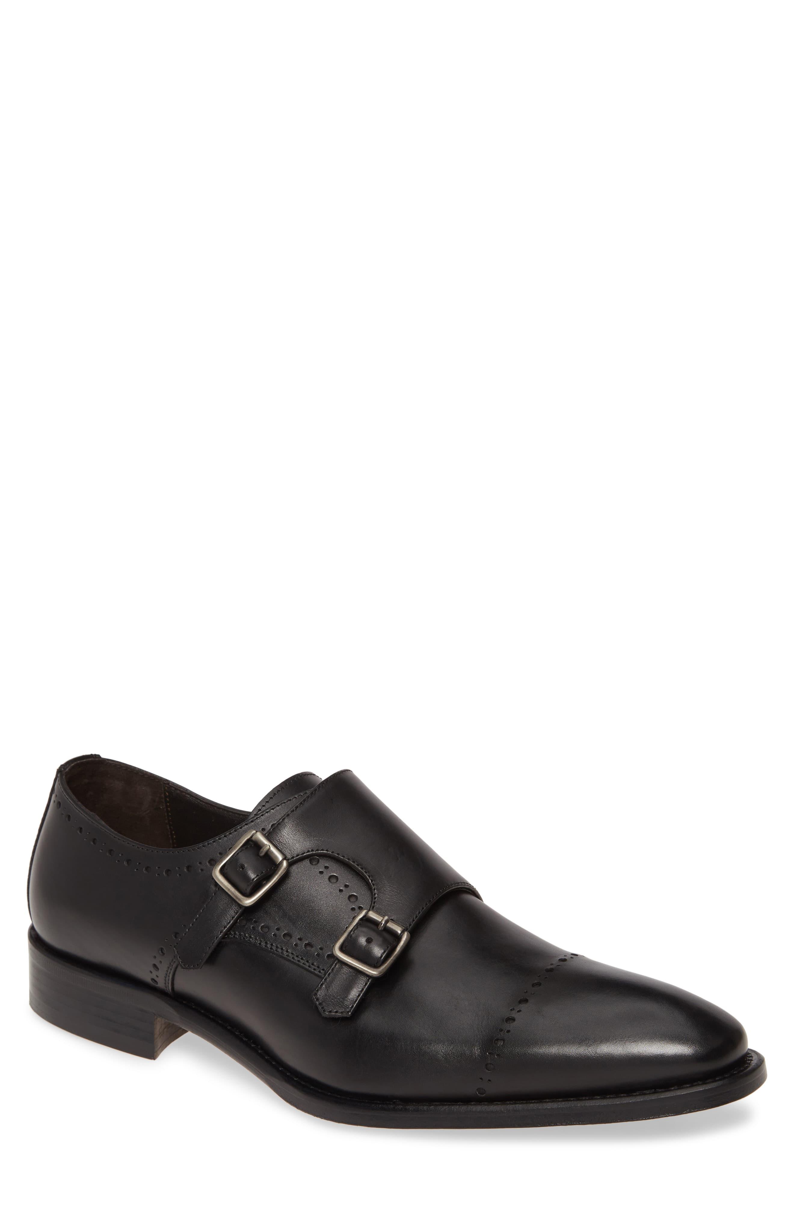 Johnston & Murphy Reece Cap Toe Double Monk Strap Shoe in Black Leather (Black) for Men - Lyst