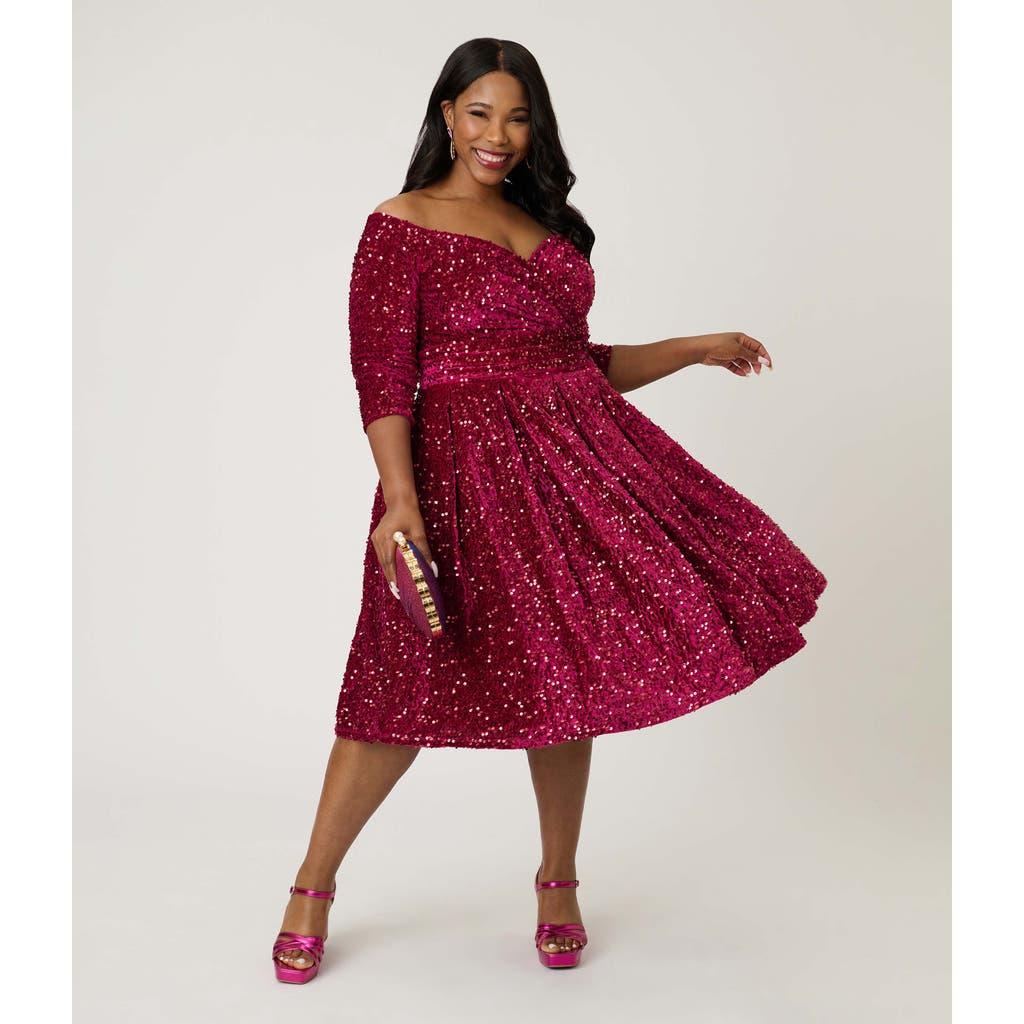 unique vintage burgundy dress Unique Vintage Plus Size Burgundy Shirred Velvet Swing Dress