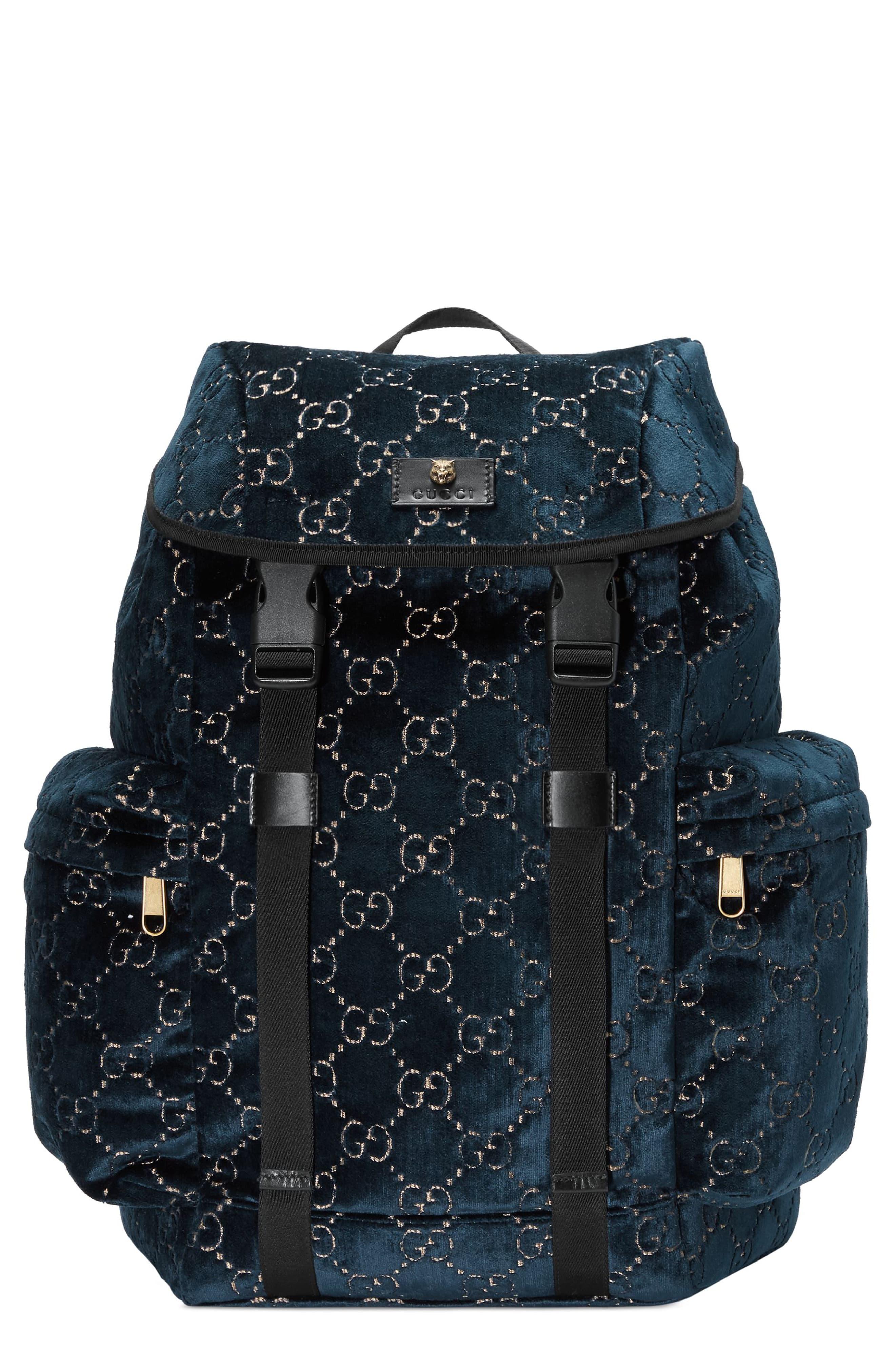 Gucci Gg Velvet Backpack in Blue - Lyst